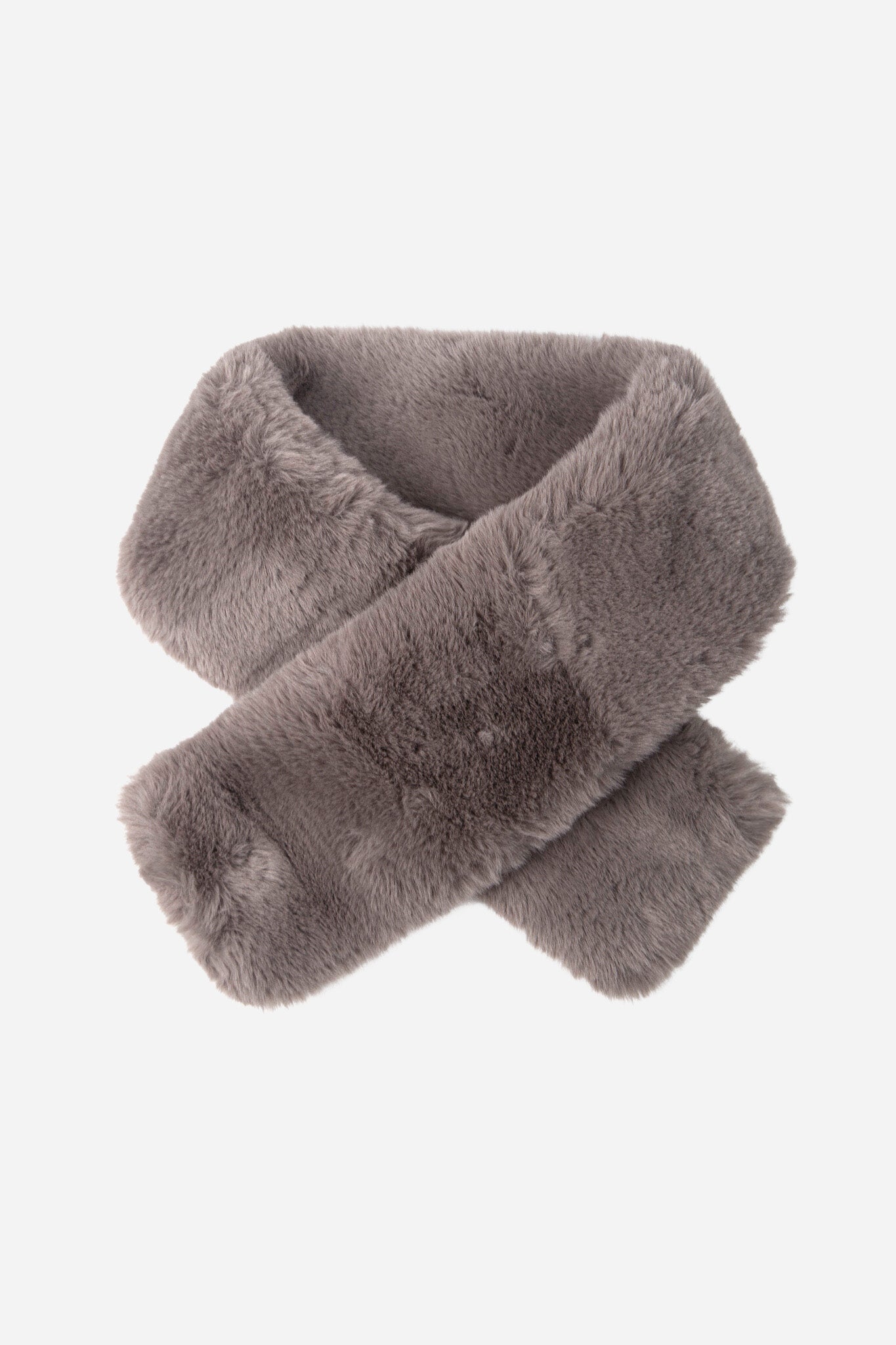 taupe faux fur tuck through collar scarf