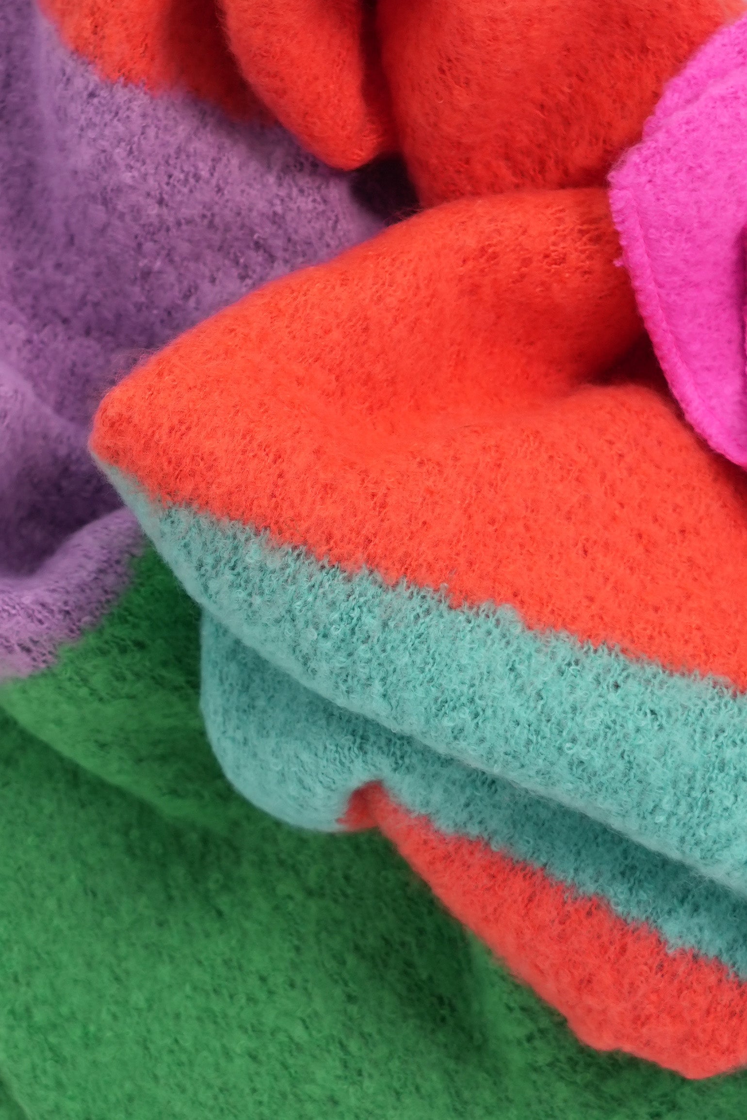 nellie-heavyweight-scarf-orange-green-colour-block-close-up-material
