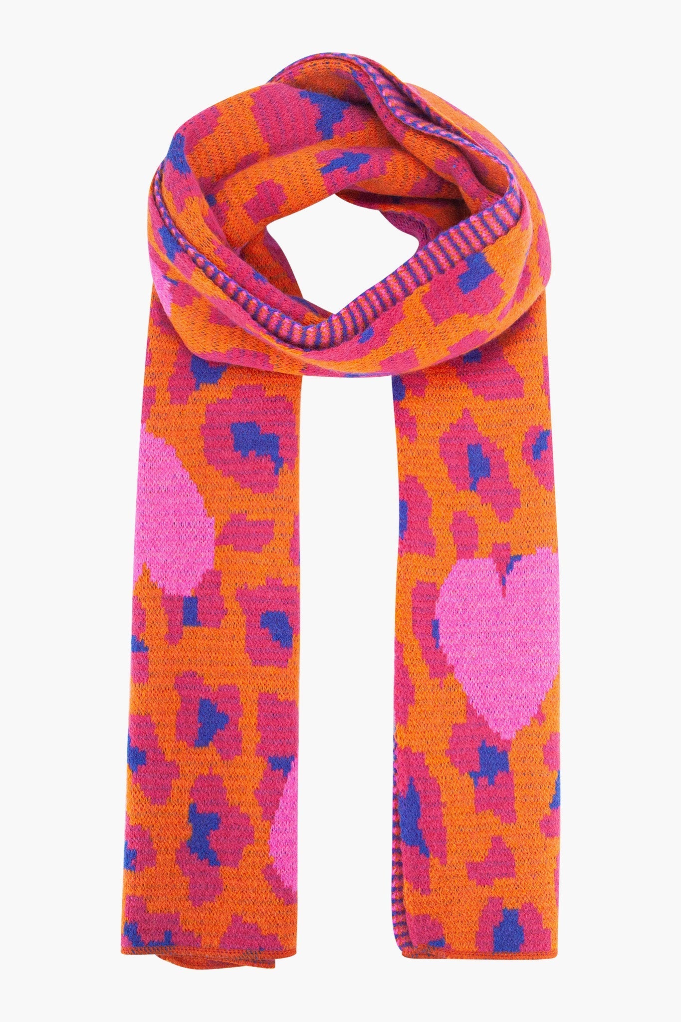 wylda-hot-pink-leopard-and-hearts-heavyweight-scarf-bright-colours