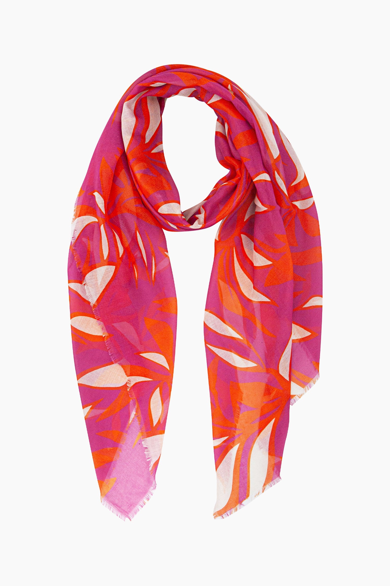 Tropical-Floral-Lightweight-Scarf-in-Pink-Looped
