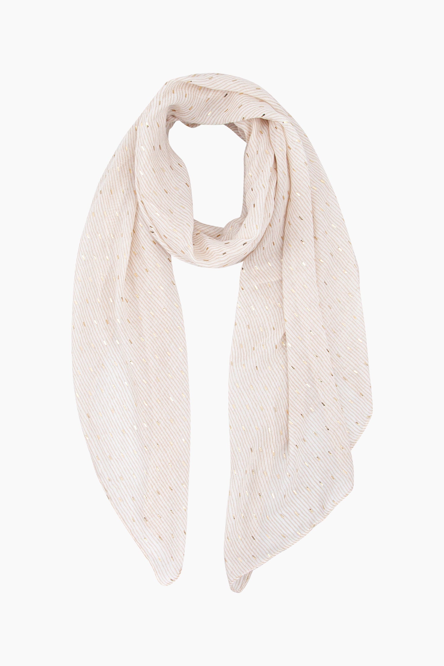 Gold-Matchstick-Print-Lightweight-Scarf-in-Cream-Front