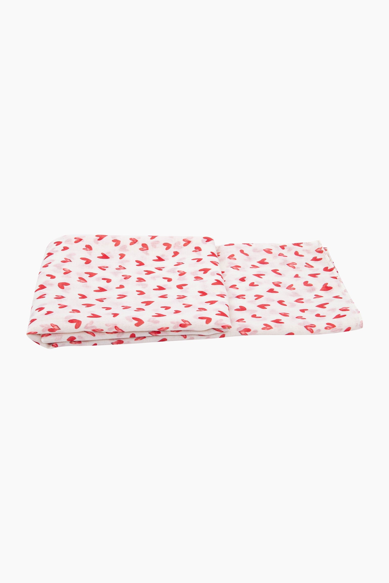 Heart-Print-Lightweight-Scarf-in-White/Red-Folded-Flat