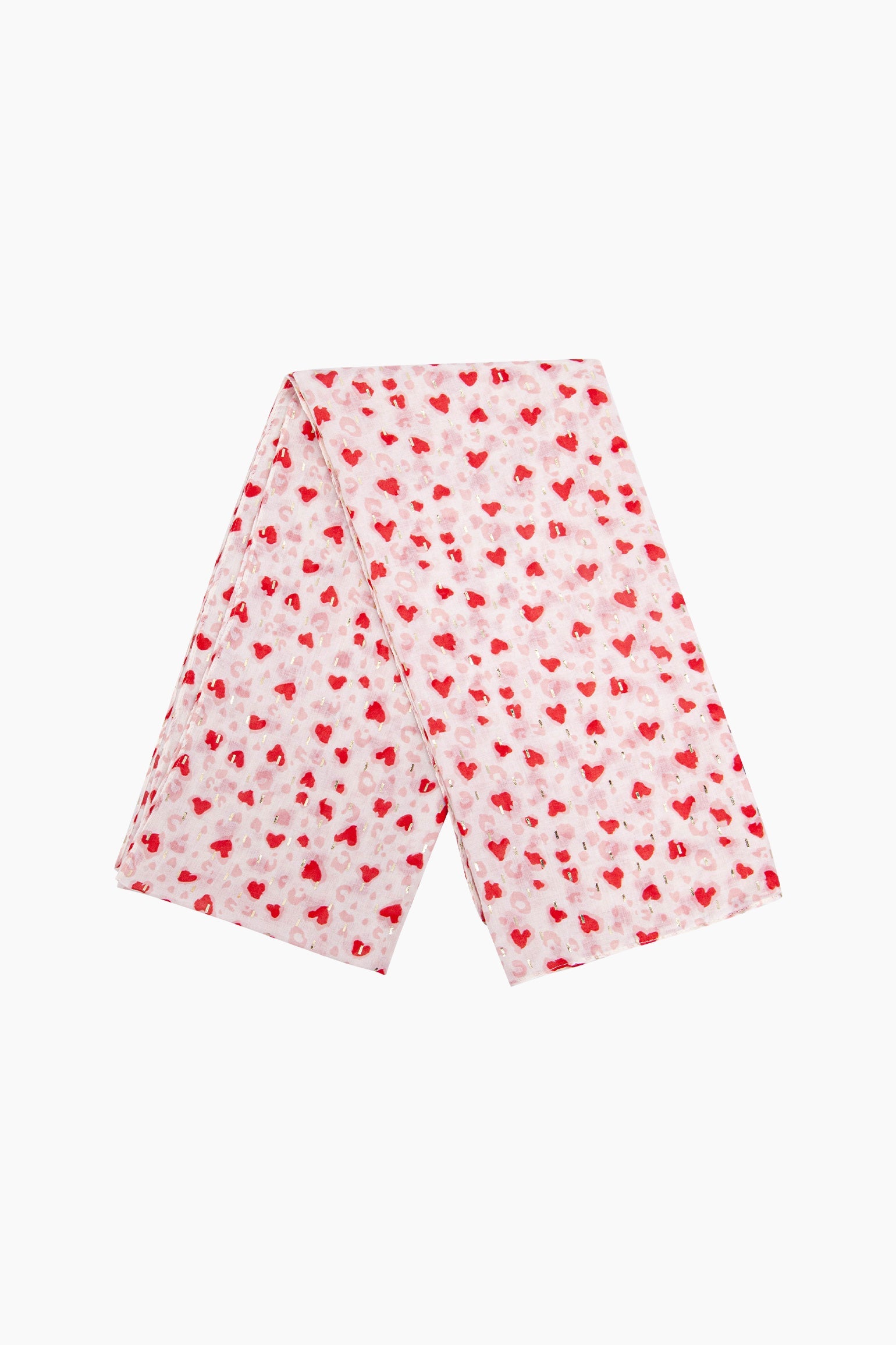 Heart-Print-Lightweight-Scarf-in-Red-Folded