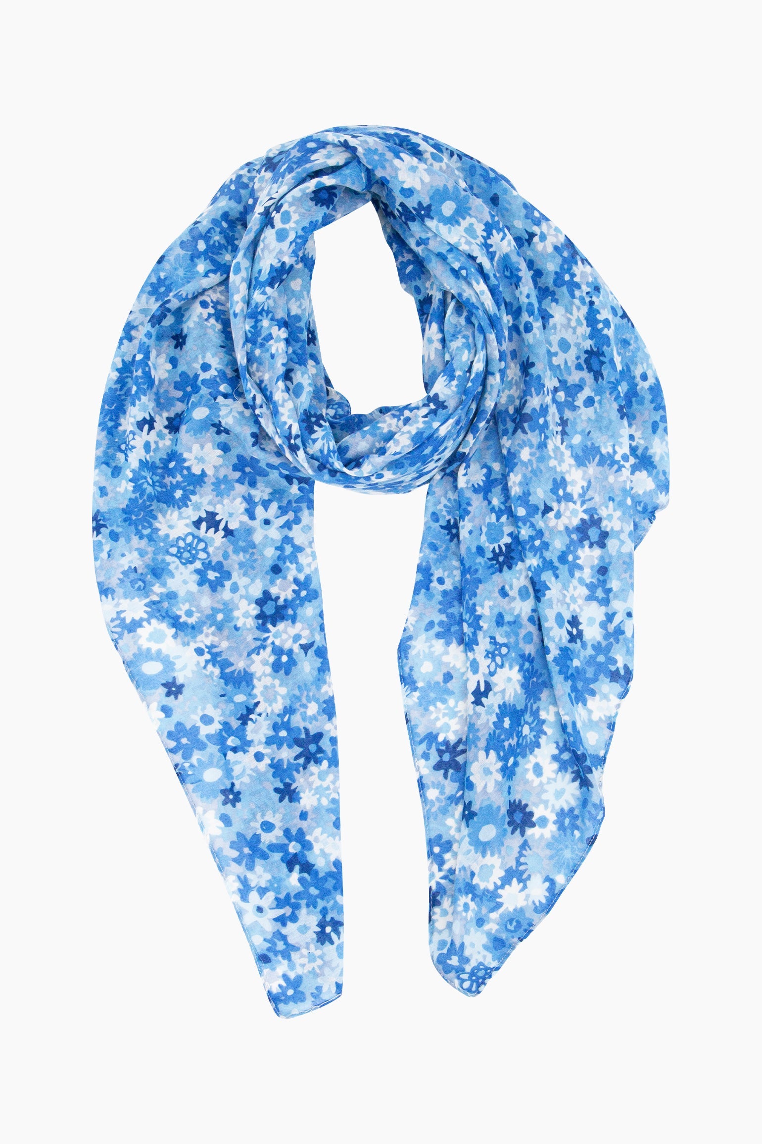 Clustered-Floral-Print-Lightweight-Scarf-in-Blue-Front