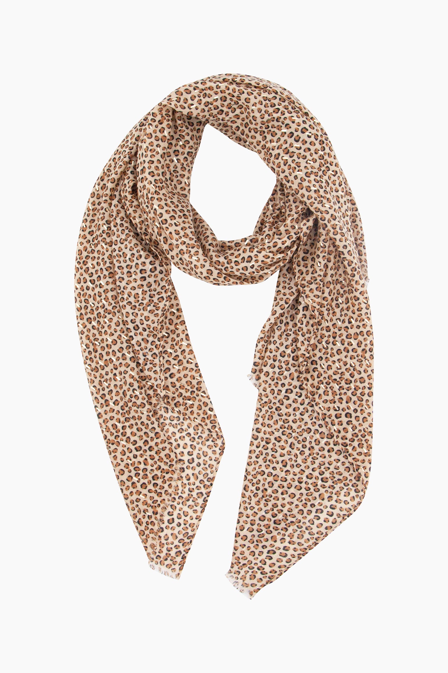 Leopard-Print-Lightweight-Scarf-in-Tan-Lying-Flat