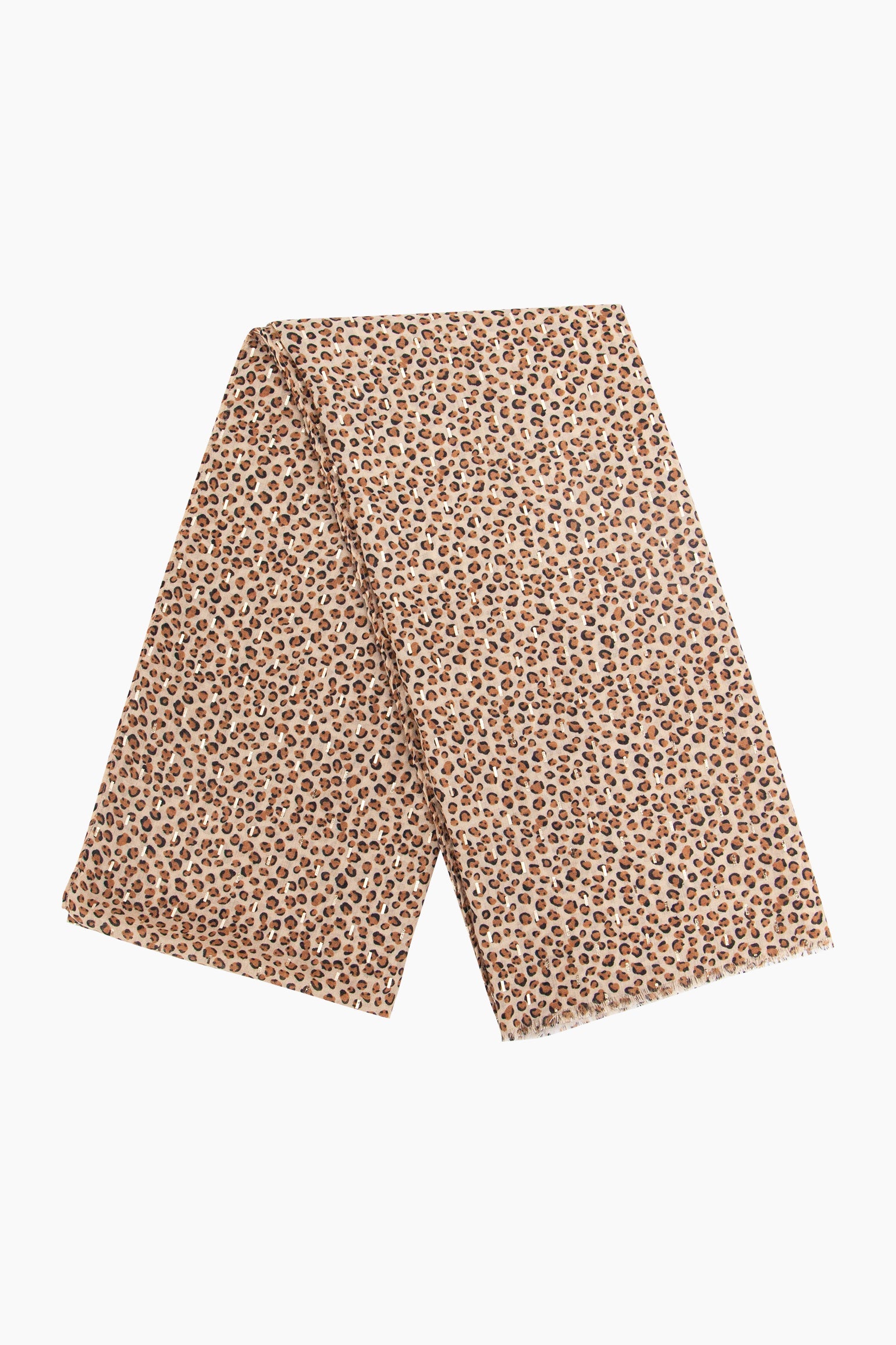 Leopard-Print-Lightweight-Scarf-in-Tan-Folded