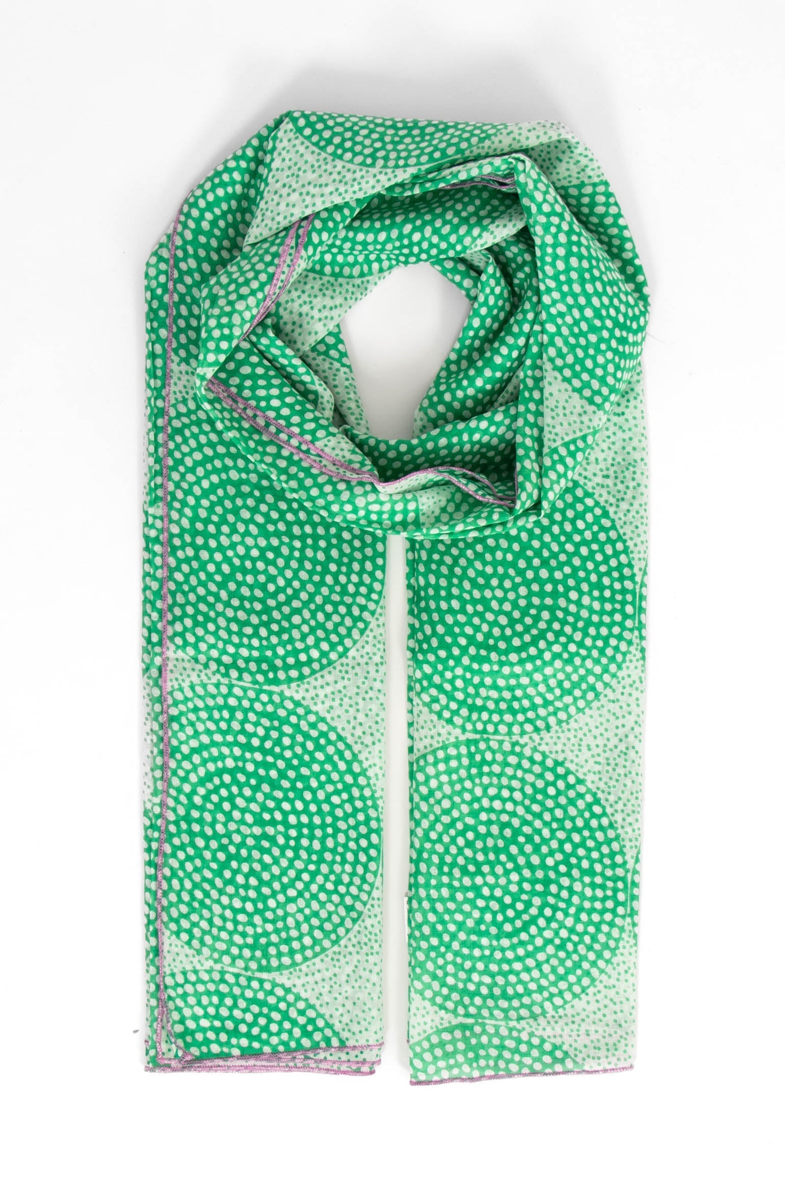 Sarta Cotton Summer Scarves Green Polka Dot Circle Scarf Womens