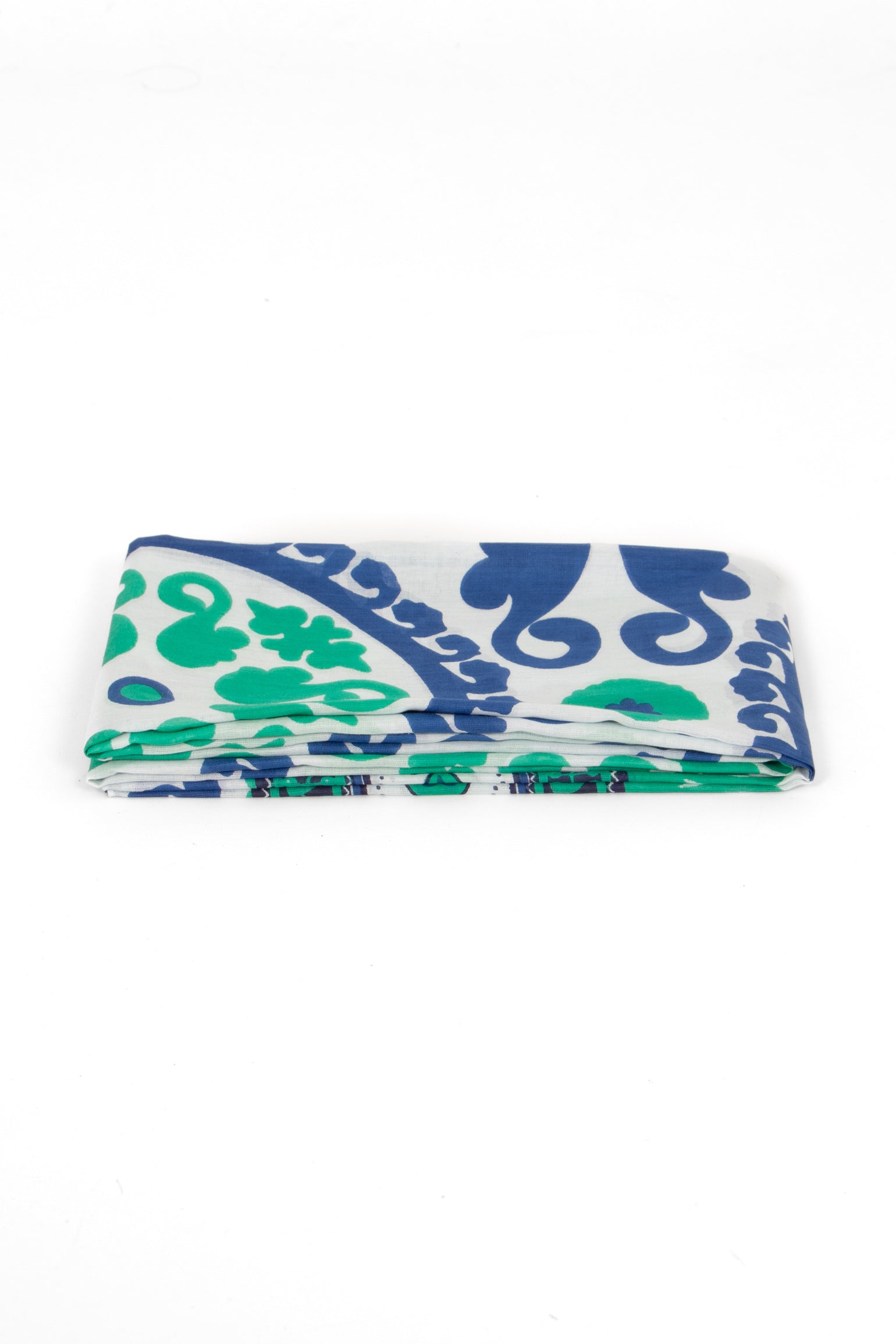 nala-lightweight-cotton-scarf-navy-blue-green-mosaic-print-folded-summer-weight