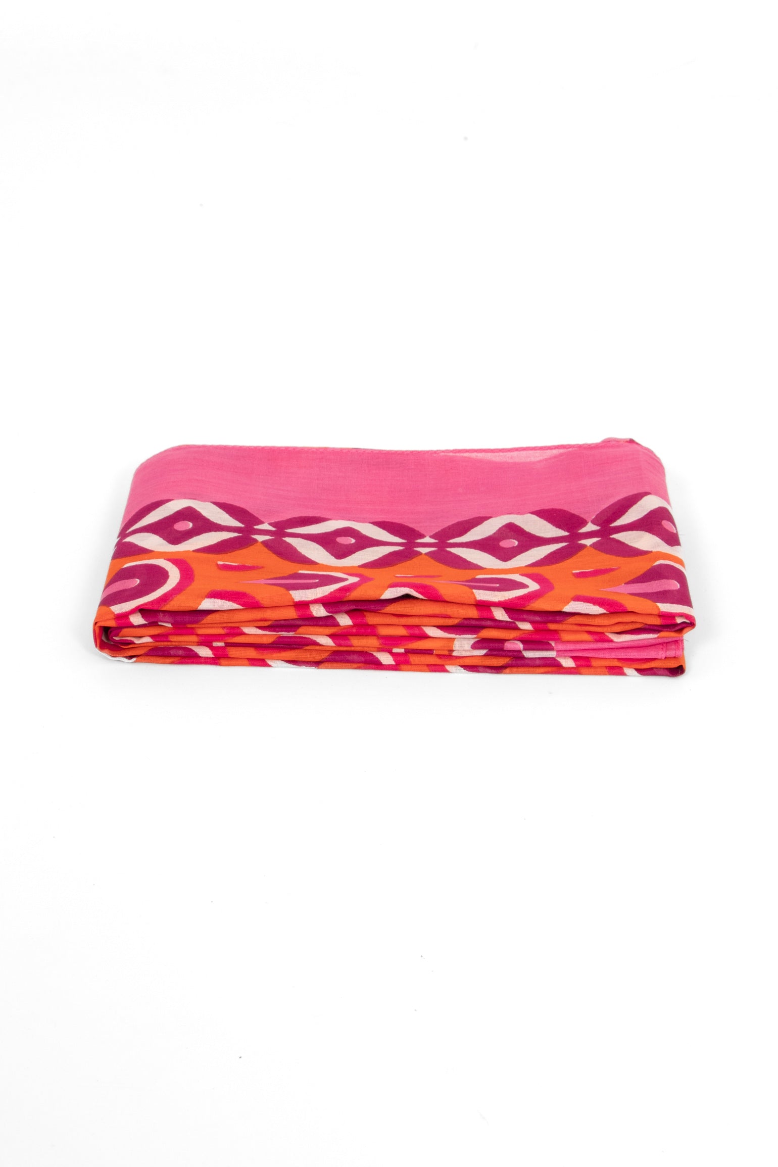 dahlia-lightweight-cotton-scarf-hot-pink-orange-retro-geometric-print-folded-summer-weight