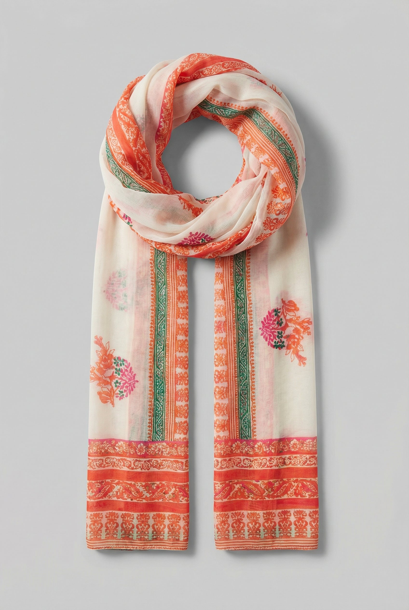 Orange-paisley-and-leaf-print-cotton-scarf