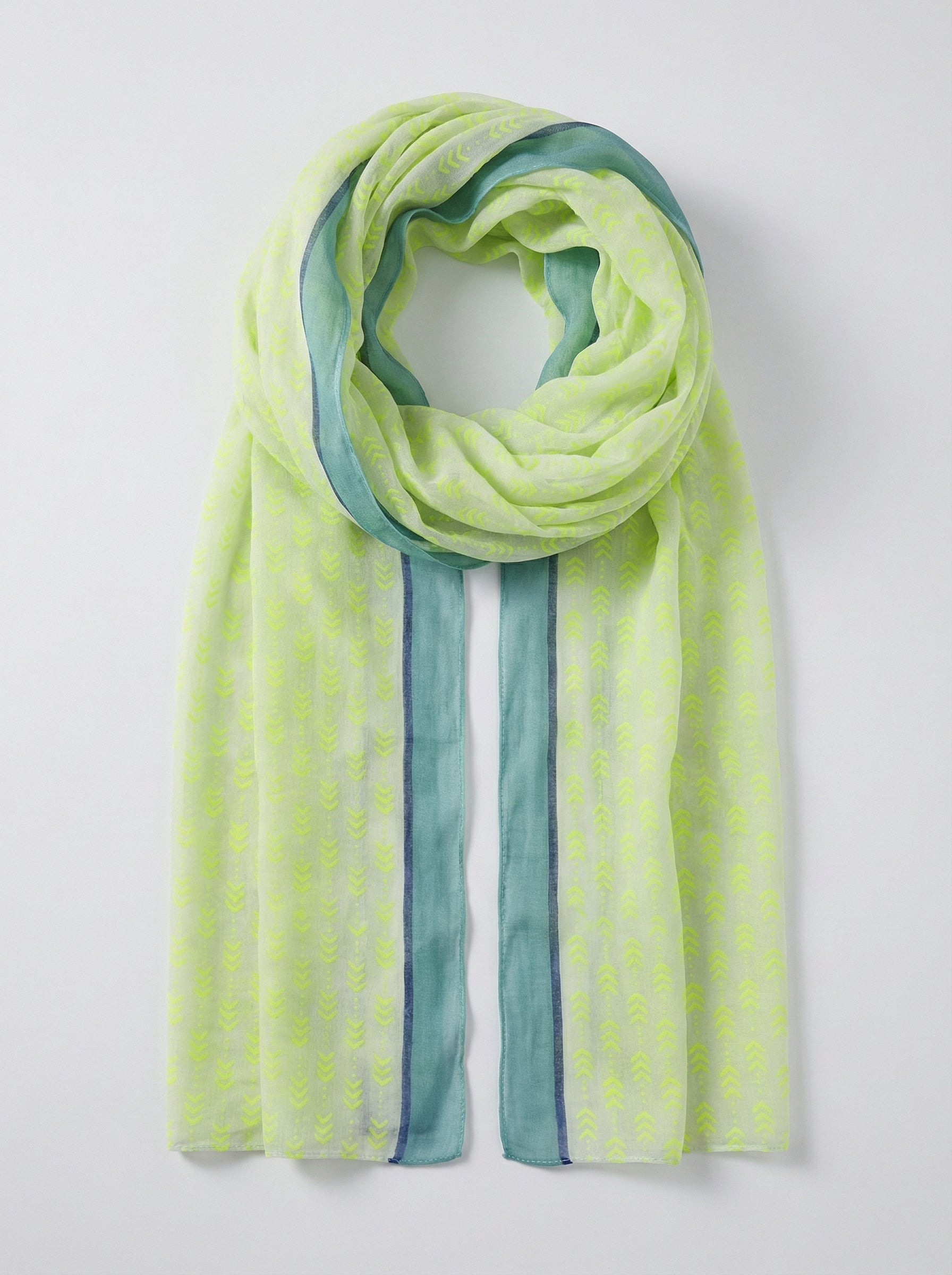 Lime-chevron-print-cotton-scarf