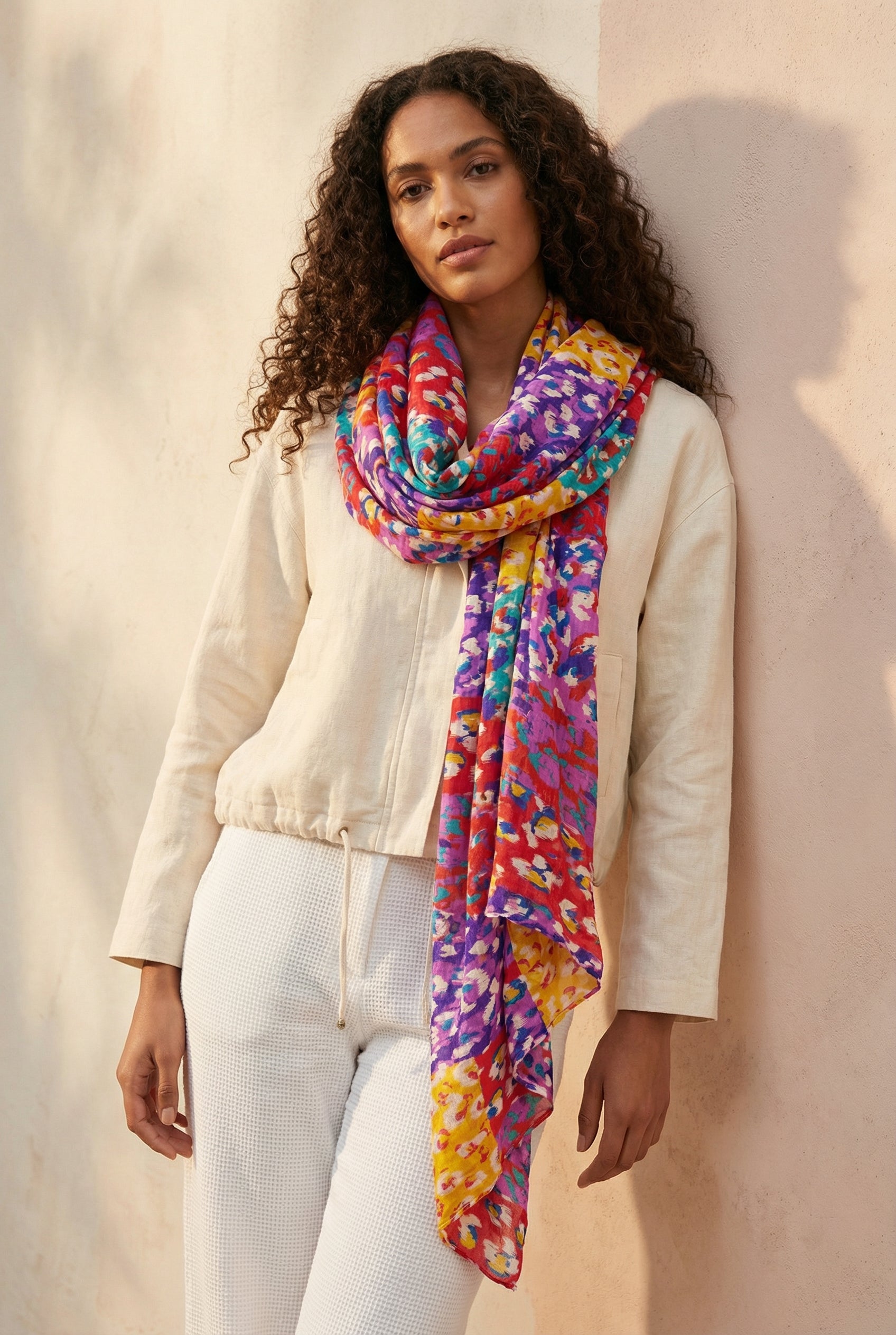 Pink-and-orange-leopard-print-cotton-scarf