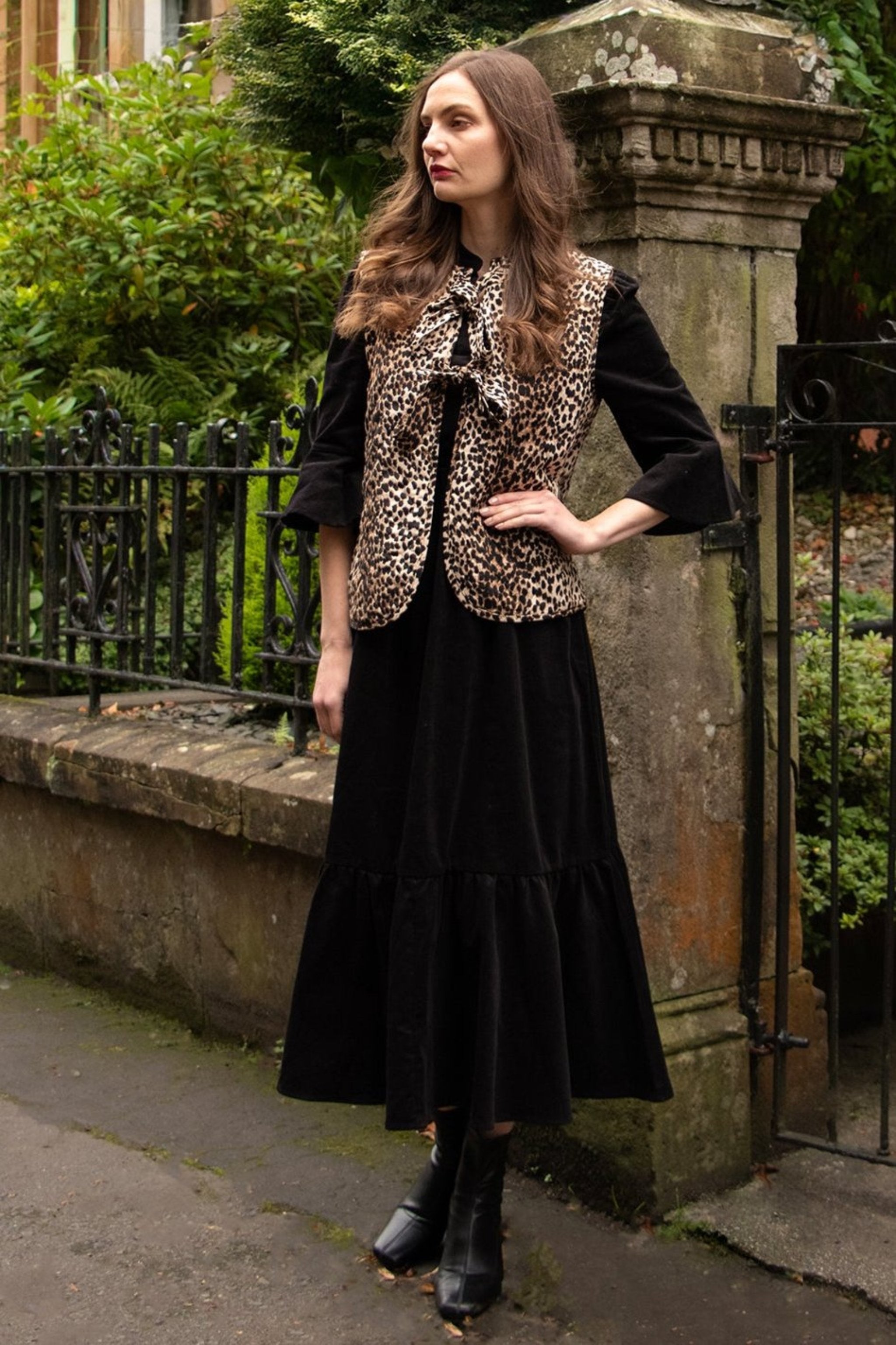 Lottie Cotton Midaxi Dress - Black, Babycord