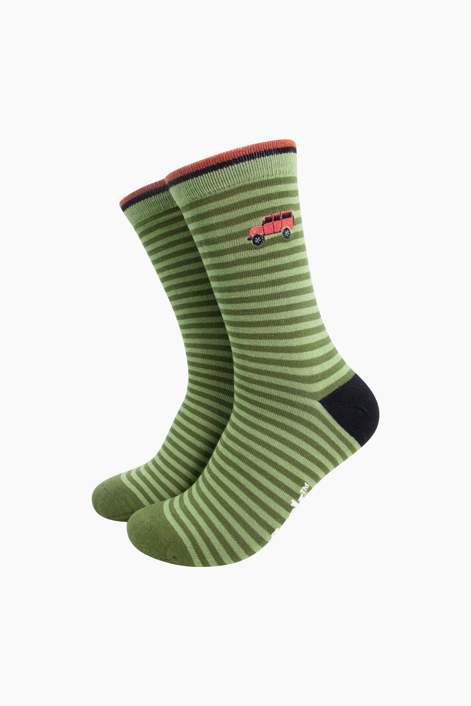 Embroidered-Off-Roader-Striped-Combed-Cotton-Socks-in-Green-Mannequin