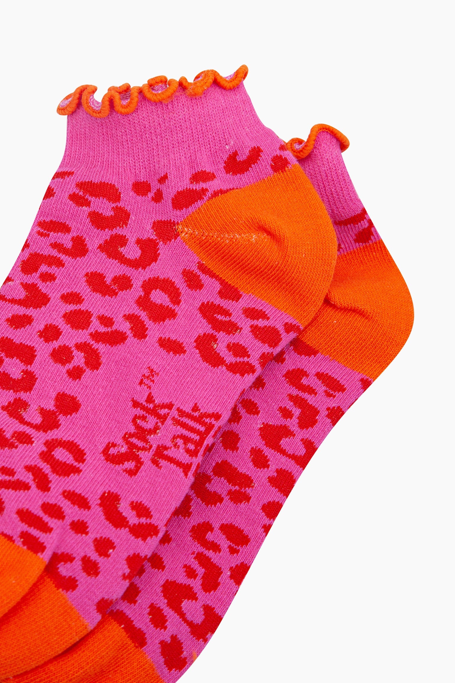 Leopard-Print-Frilled-Cuff-Combed-Cotton-Trainer-Socks-in-Pink-Mannequin
