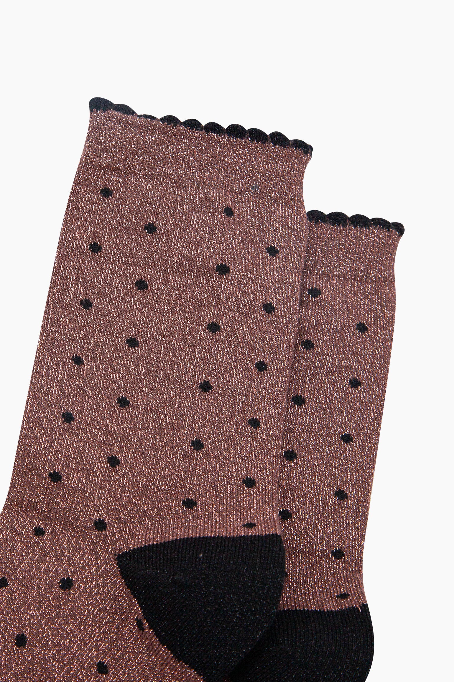 Small-Spots-Combed-Cotton-Glitter-Socks-in-Chocolate-Brown-Black-close-up