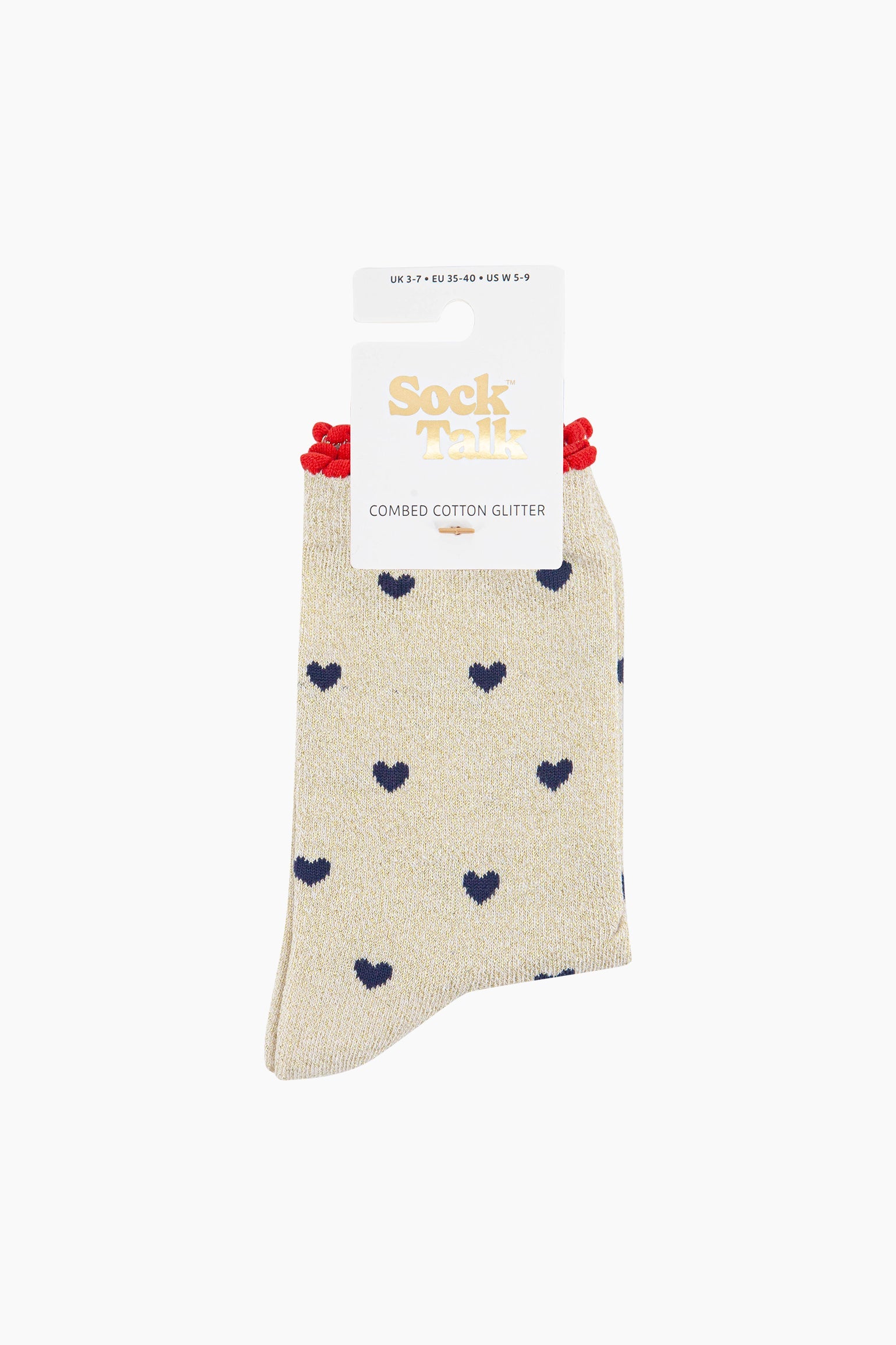 Love-Hearts-Combed-Cotton-Glitter-Socks-in-Cream-Navy-Blue-in-packaging
