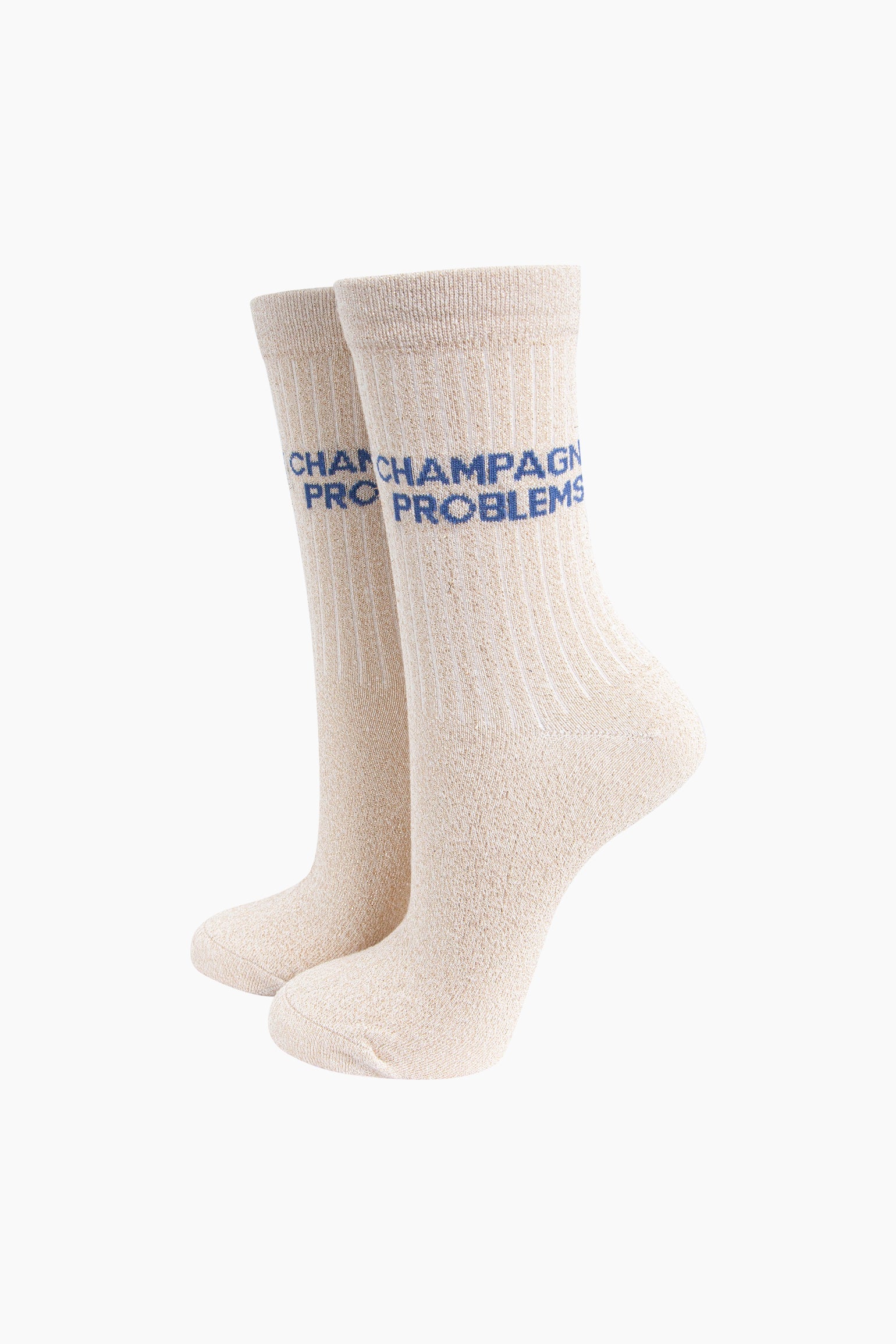 Champagne-Problems-Combed-Cotton-Glitter-Socks-in-Cream-Mannequin