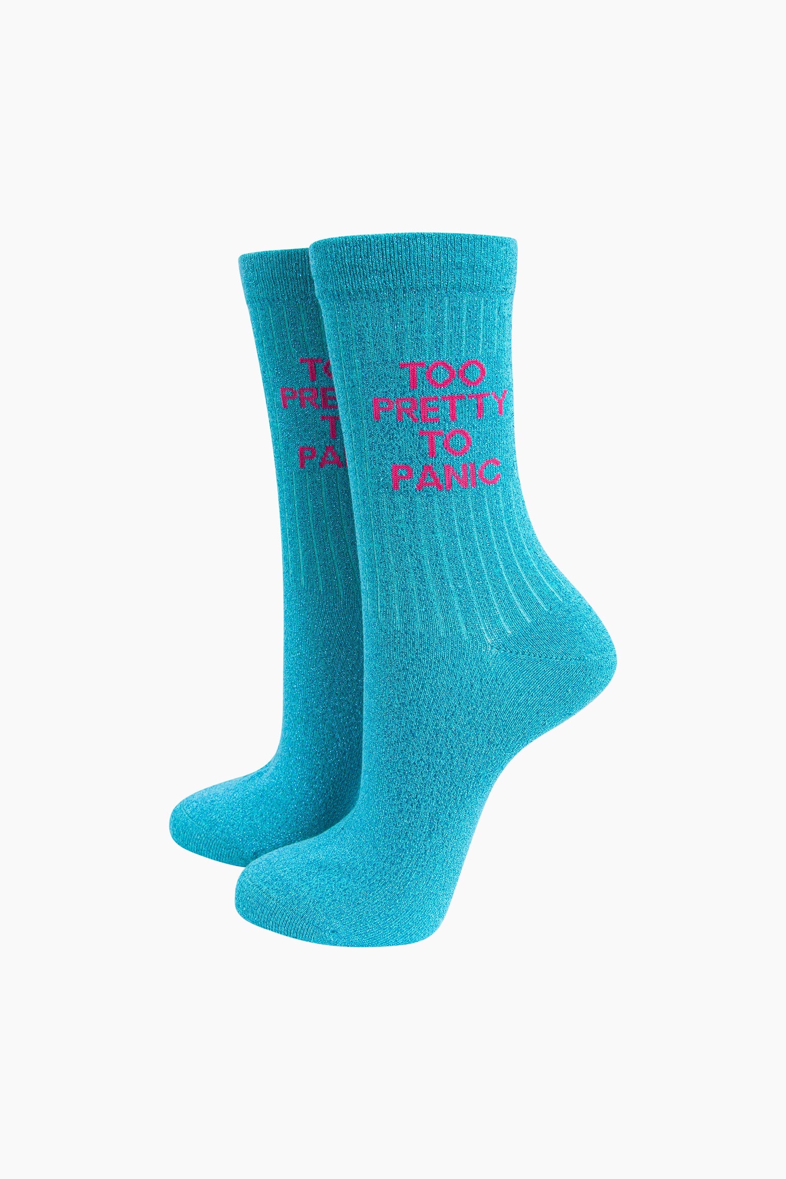 Too-Pretty-Combed-Cotton-Glitter-Socks-in-Turquoise-Mannequin