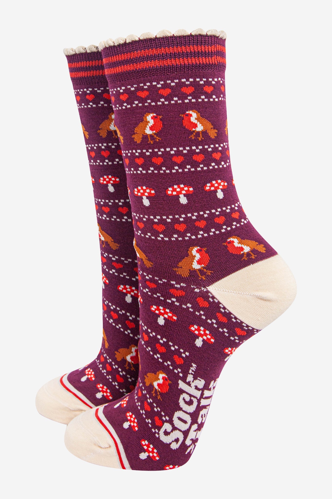 womens-bamboo-socks-berry-cream-robin-fair-isle-christmas