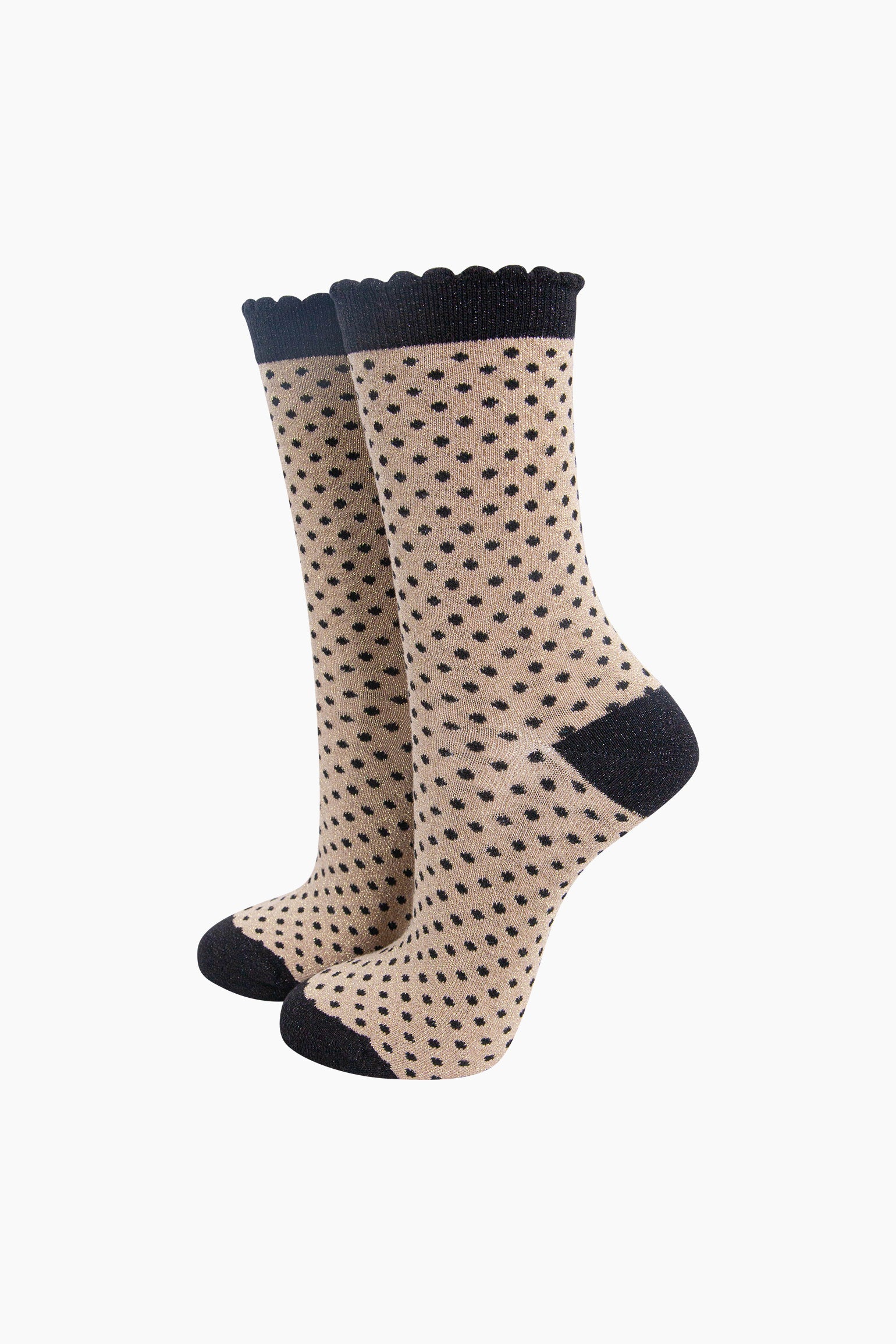 Polka-Dots-Combed-Cotton-Glitter-Socks-in-Black-Gold-mannequin