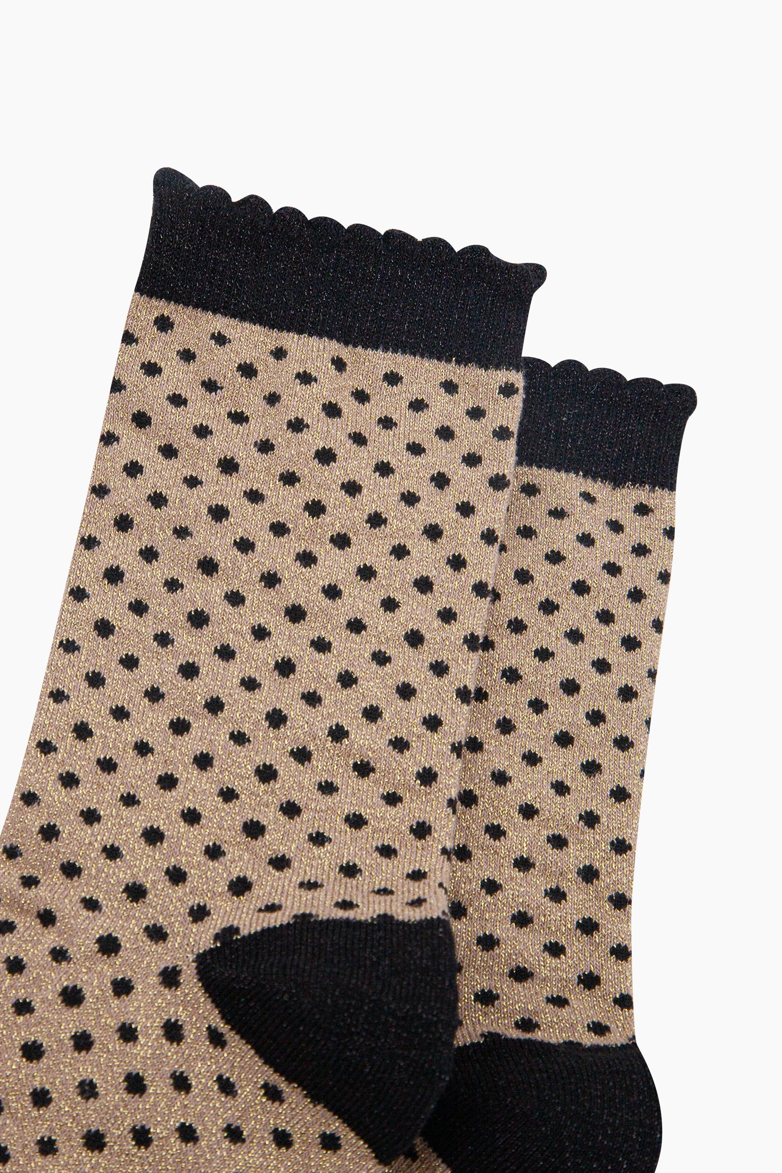 Polka-Dots-Combed-Cotton-Glitter-Socks-in-Black-Gold-close-up