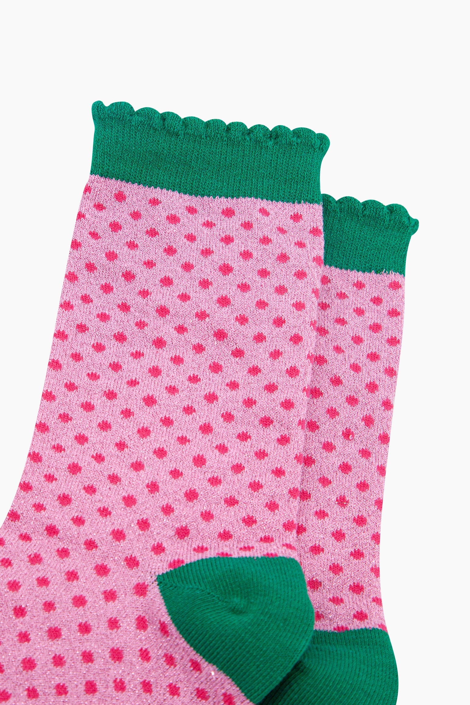 Polka-Dots-Combed-Cotton-Glitter-Socks-in-Pink-close-up