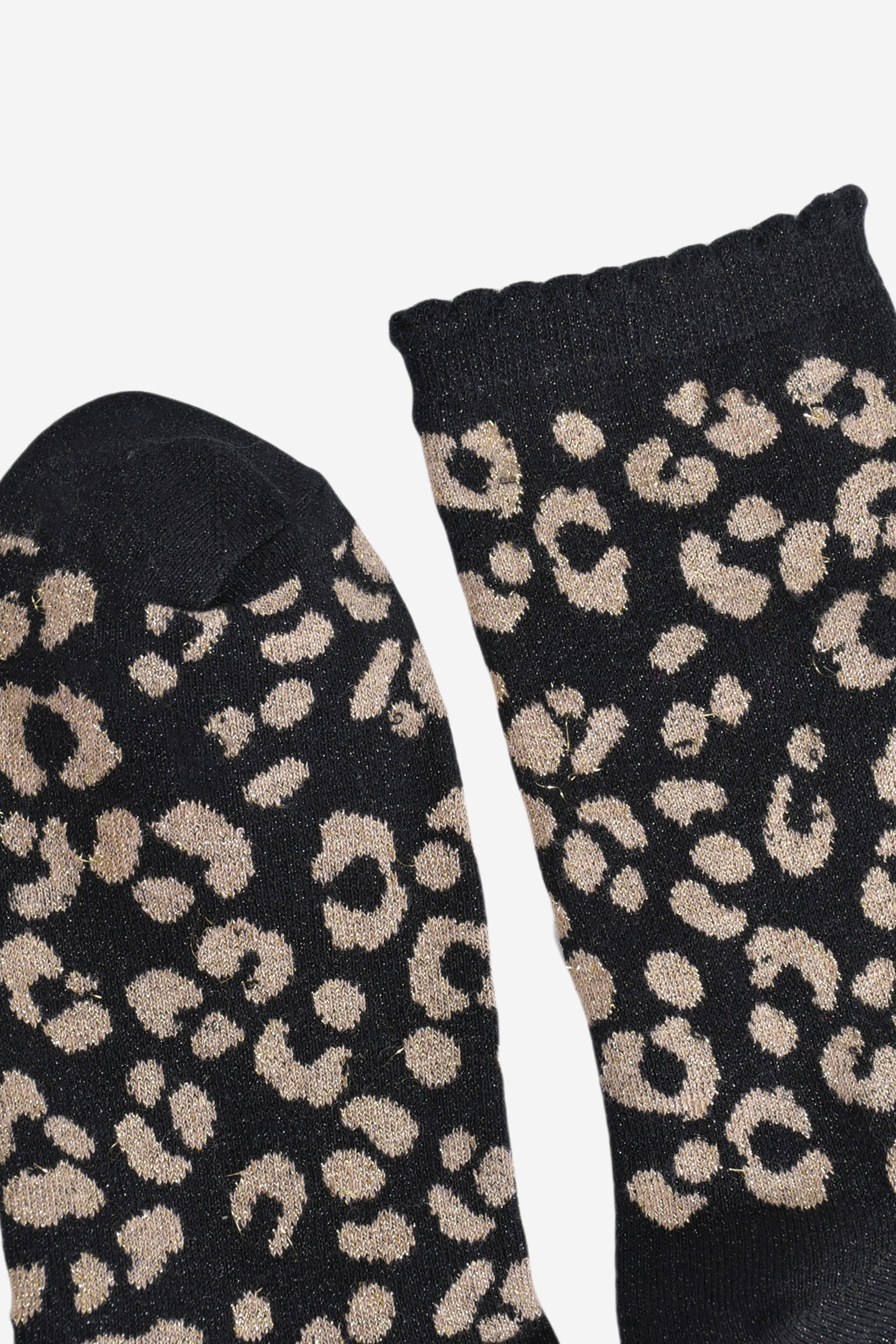 Women's Glitter Socks - Black/Gold, Leopard