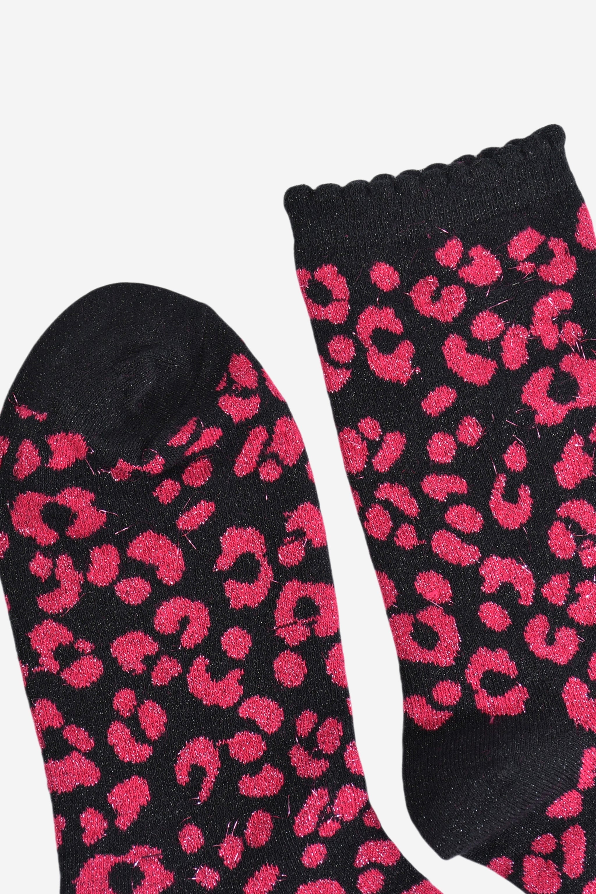 Women's Glitter Socks - Pink/Black, Leopard