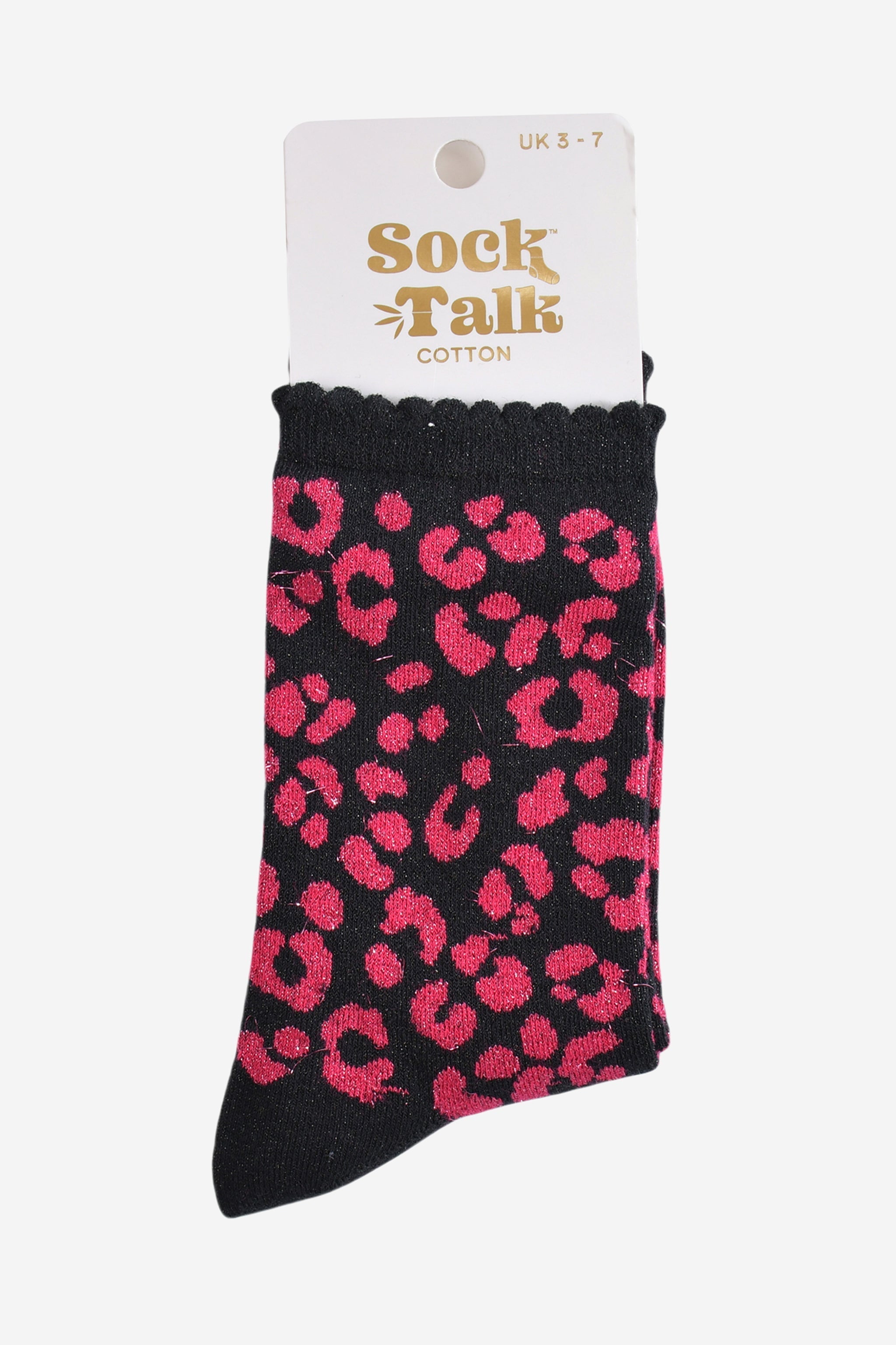 Women's Glitter Socks - Pink/Black, Leopard