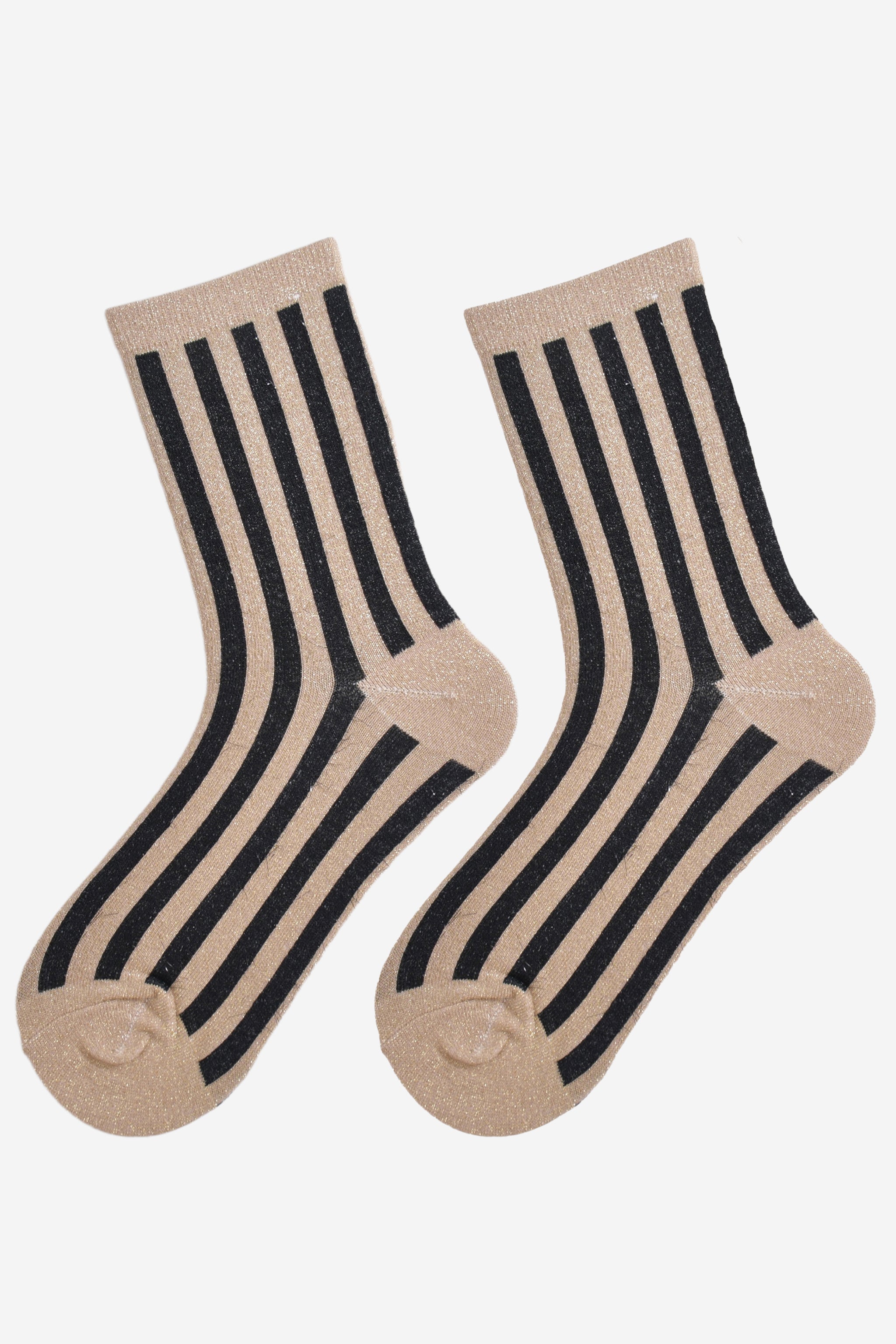 Women's Glitter Socks - Gold/Black, Vertical Stripe