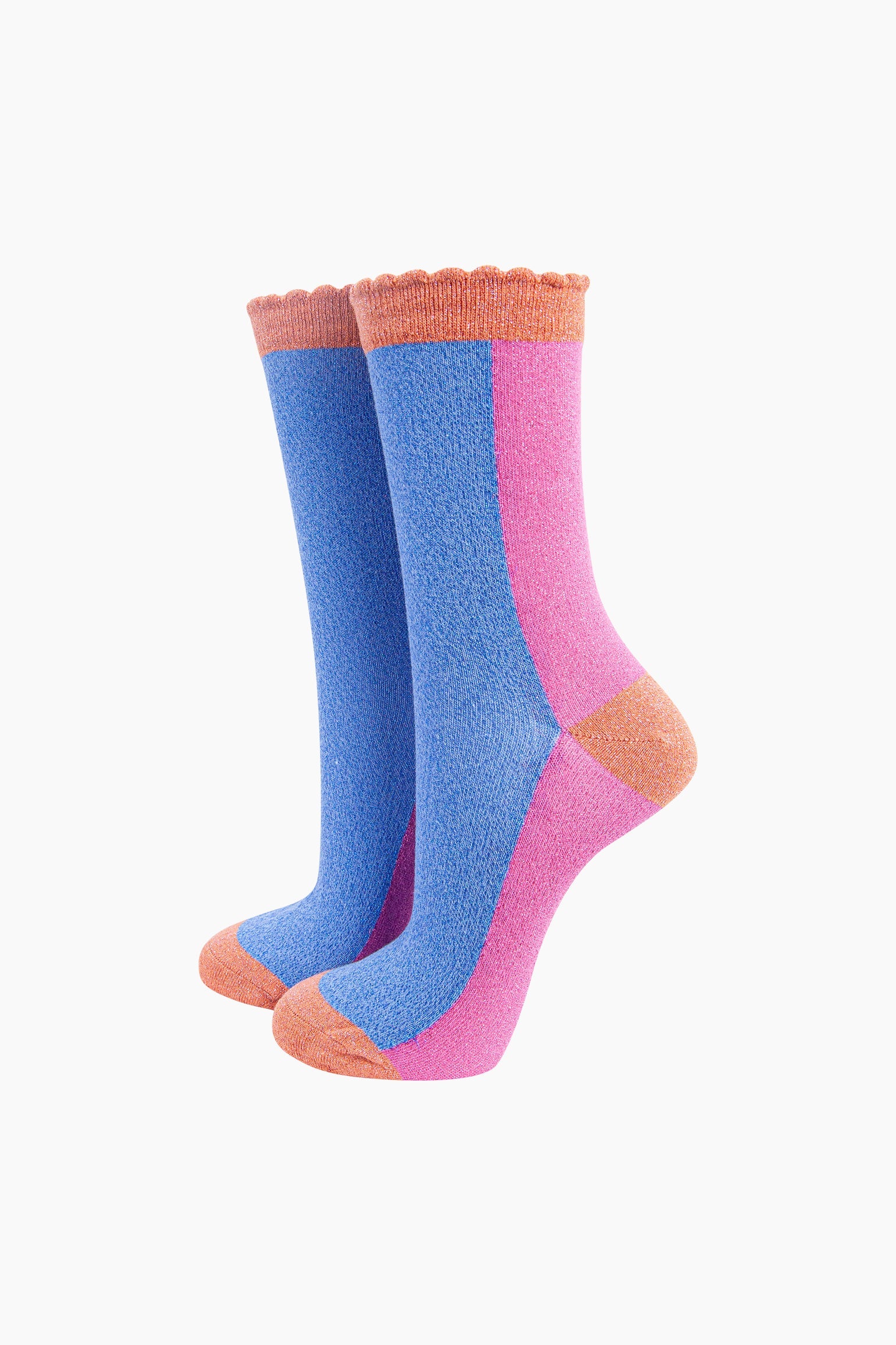 Colour-Block-Combed-Cotton-Glitter-Socks-in-Blue-Pink-mannequin