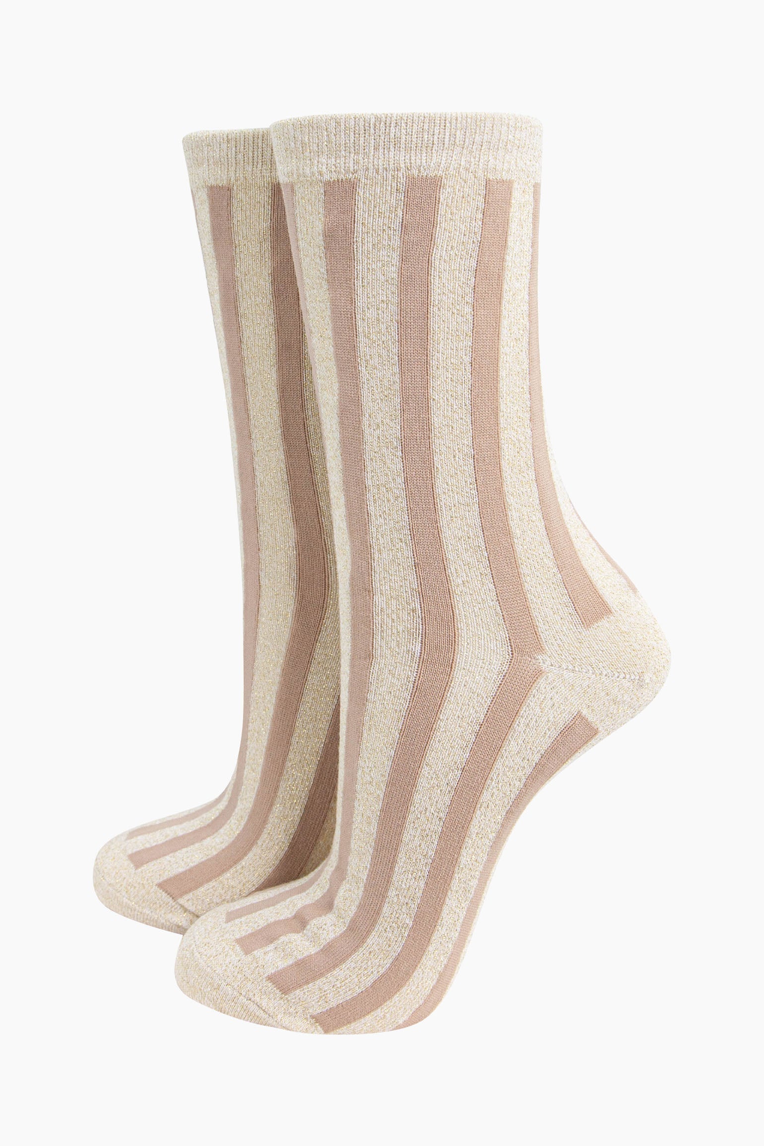 womens-glitter-socks-cream-gold-stripes-vertical-contrasting-stripe-pattern