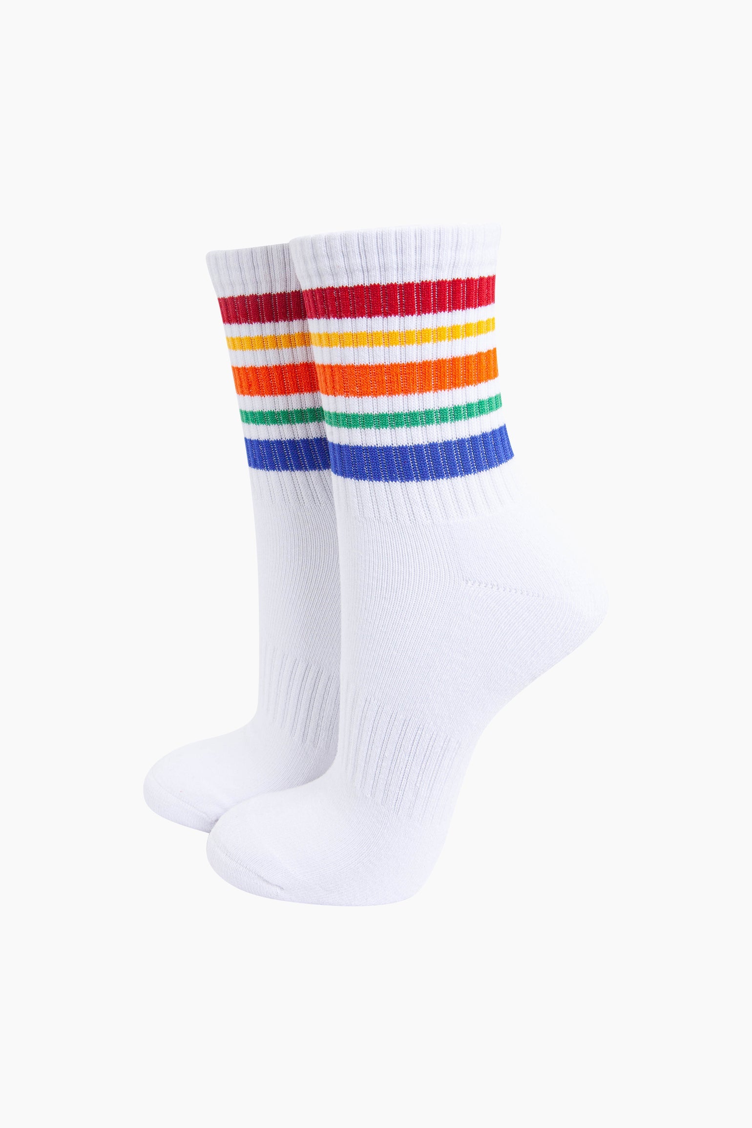 Rainbow-Striped-Combed-Cotton-Sports-Socks-in-White-Mannequin