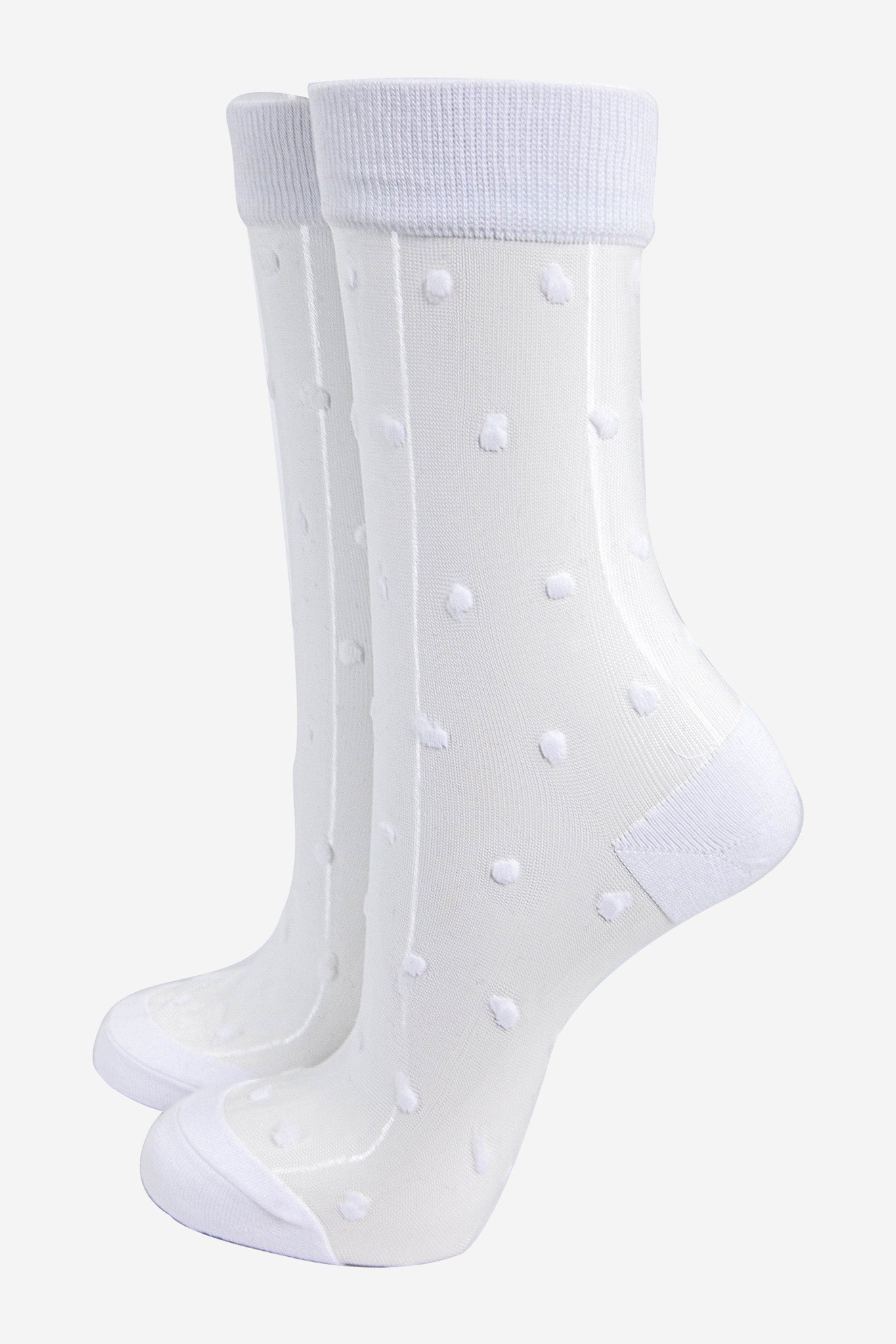 womens-sheer-ankle-socks-white-spots-dots