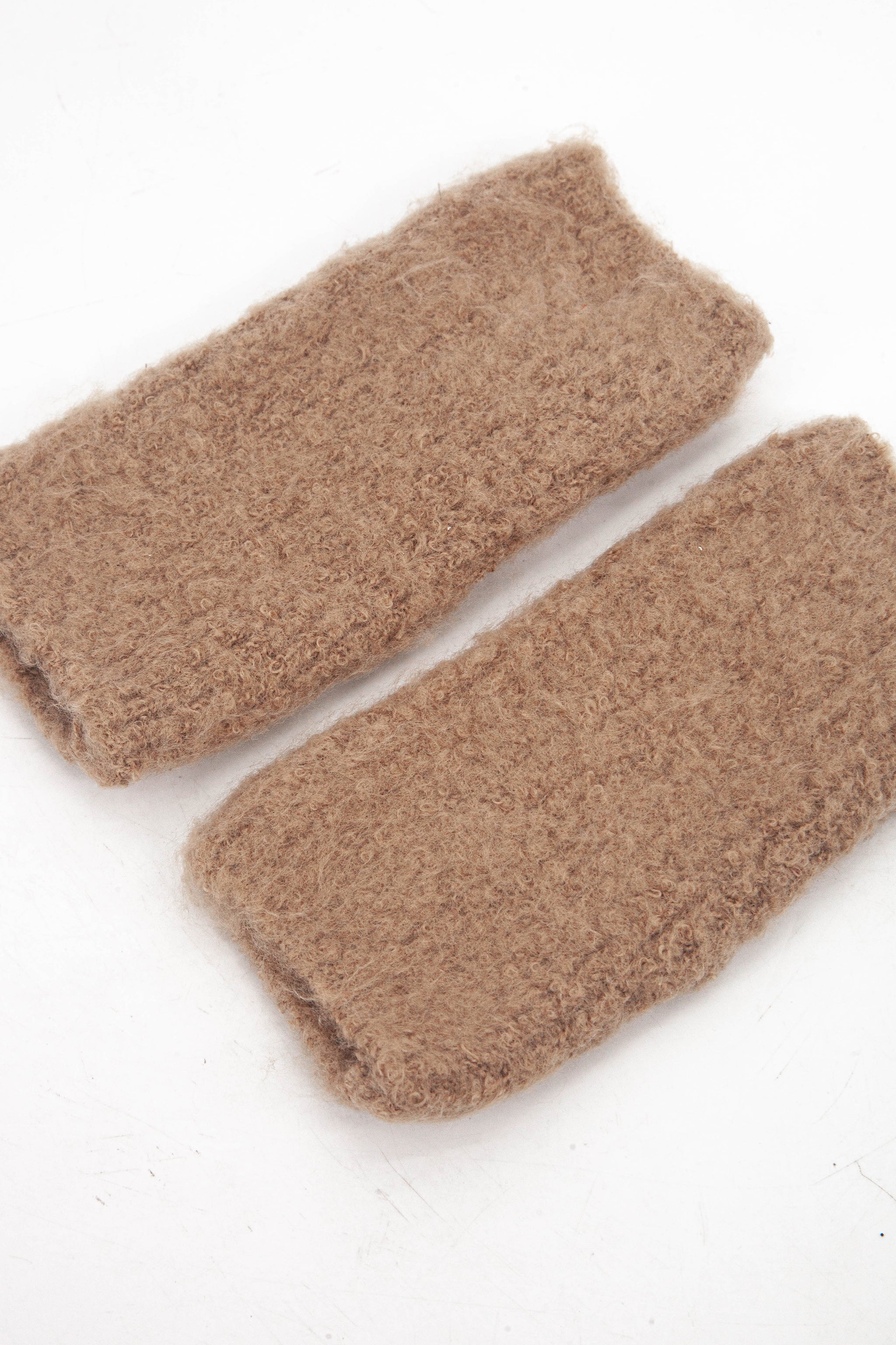 Alexa Textured Wrist Warmers - Camel, Plain Knitted