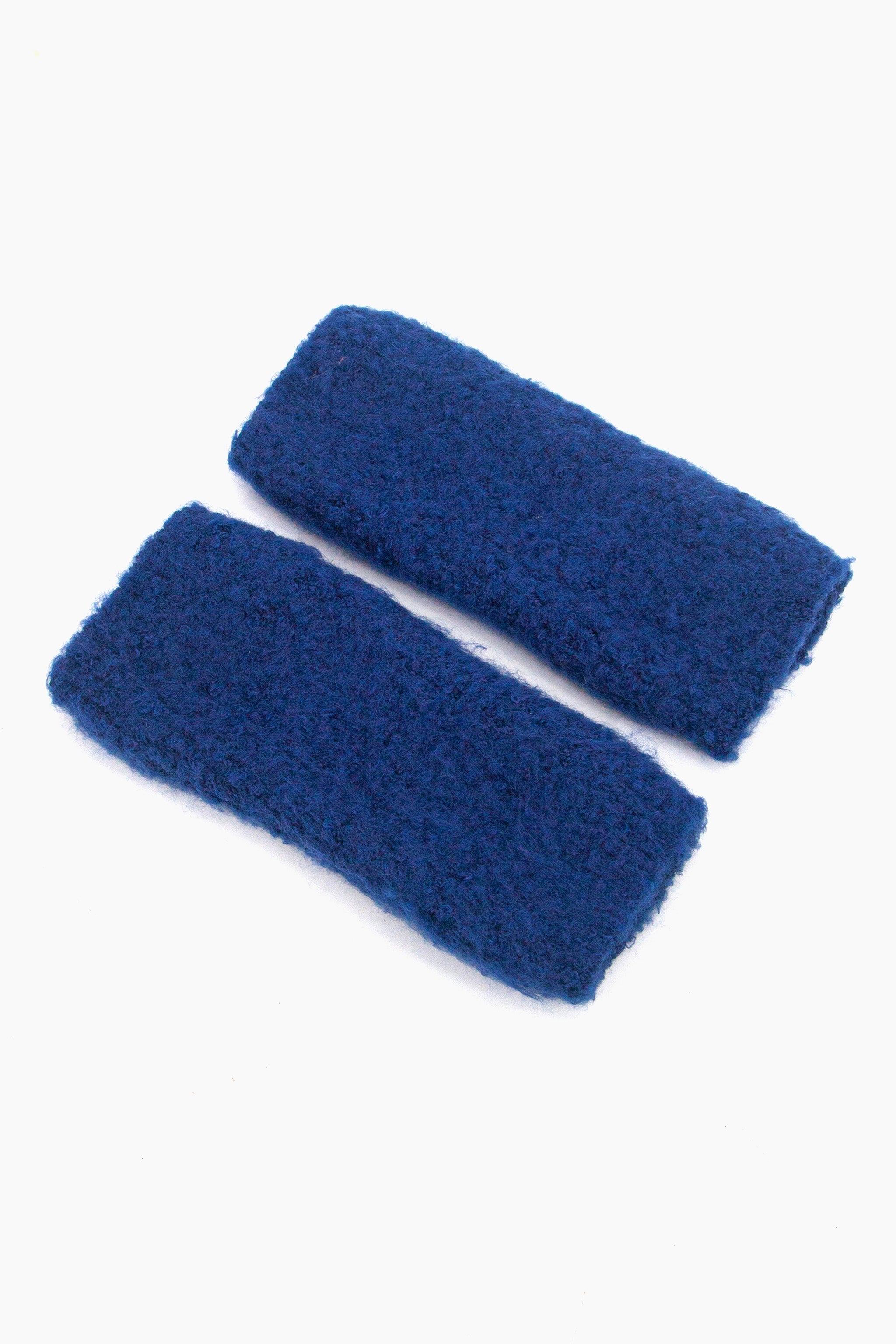 blue knitted winter wrist warmers