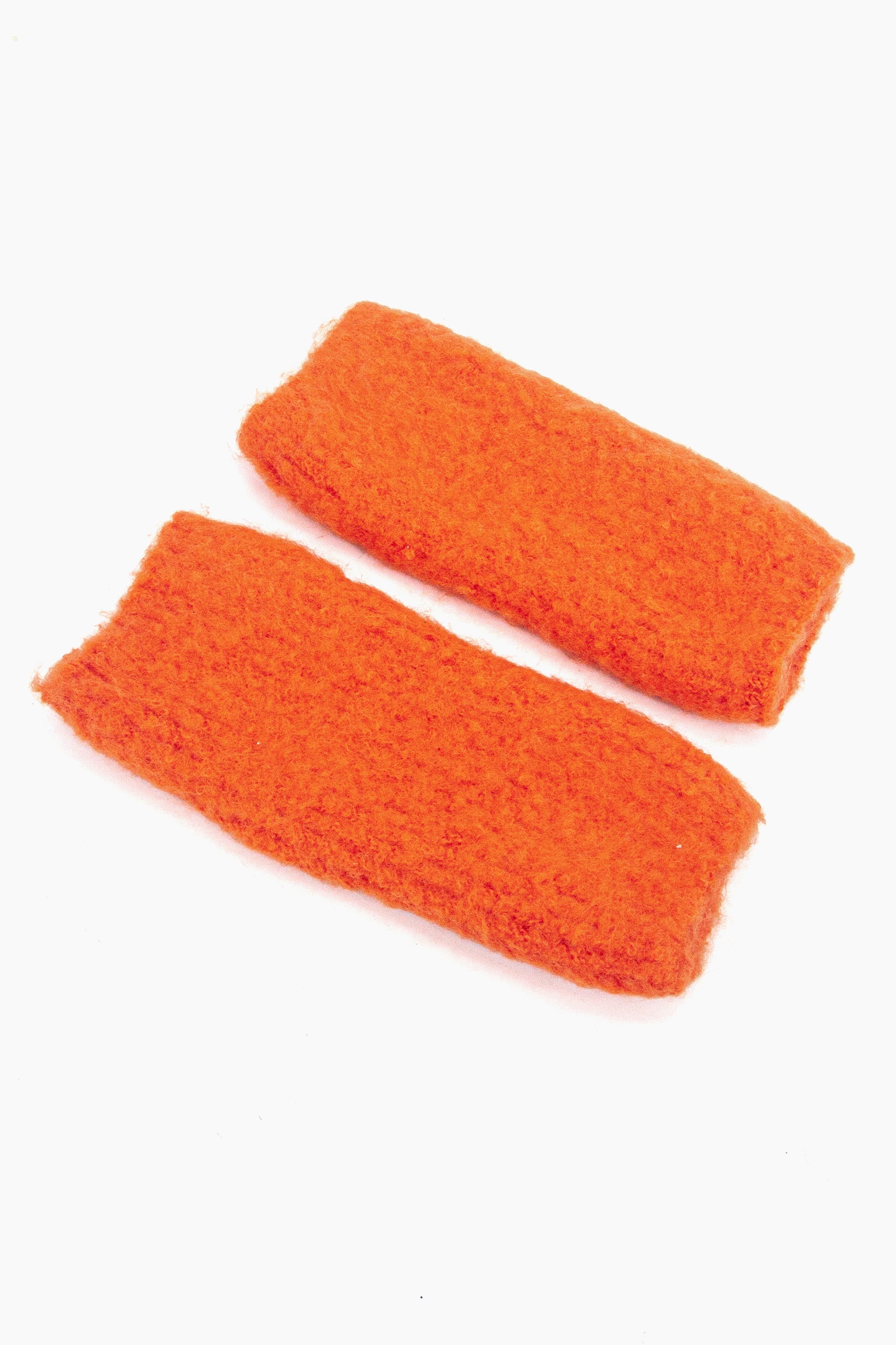 orange knitted winter wrist warmers