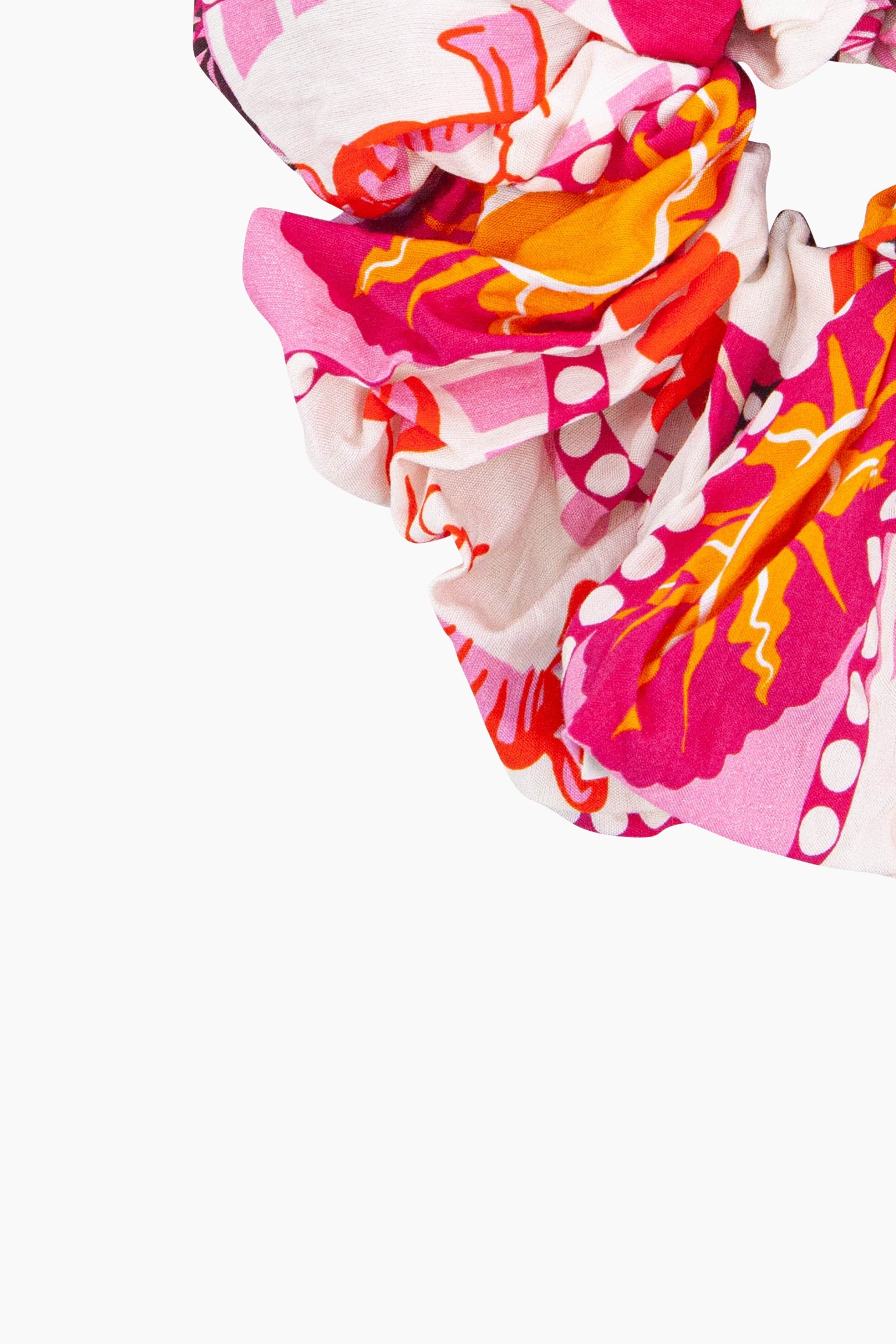 Large-Postcard-Print-Scrunchie-in-Pink-Closeup