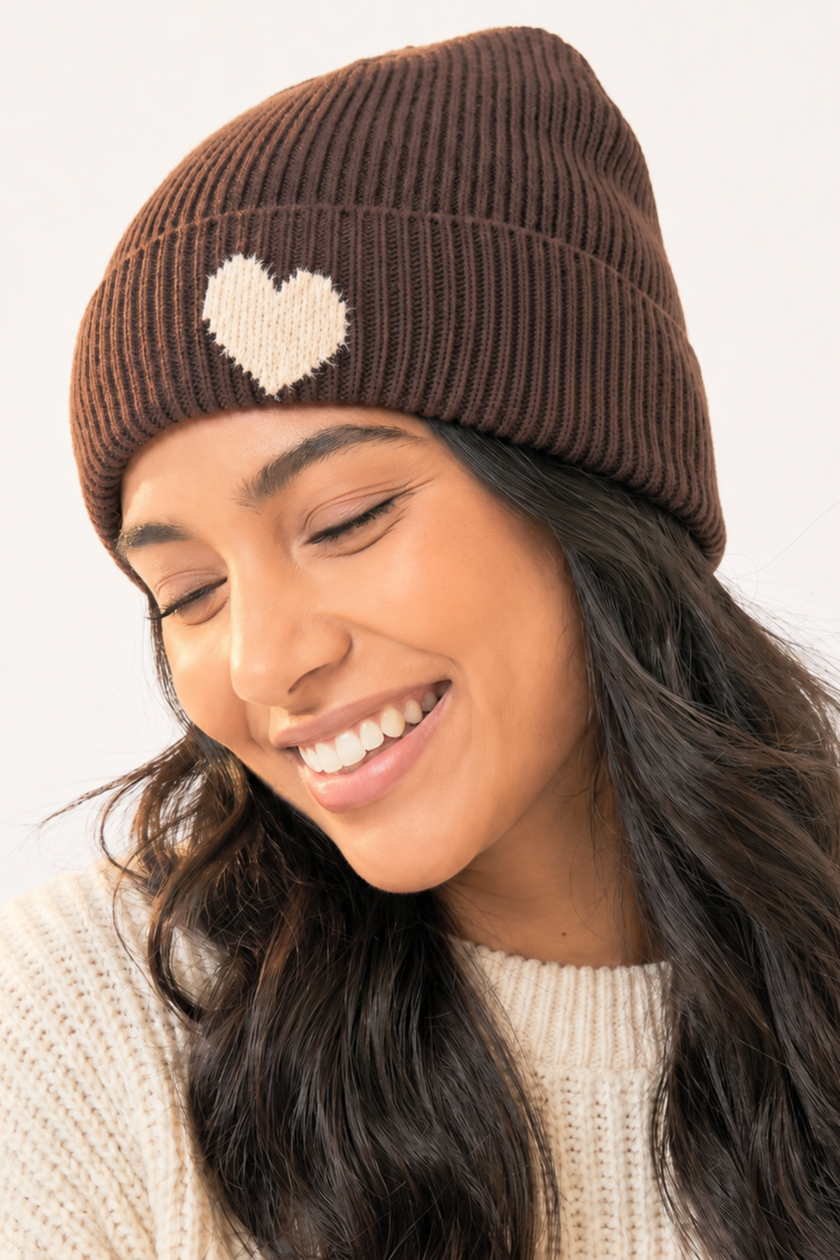 Fluffy-Heart-Beanie-Hat-in-Brown/Cream