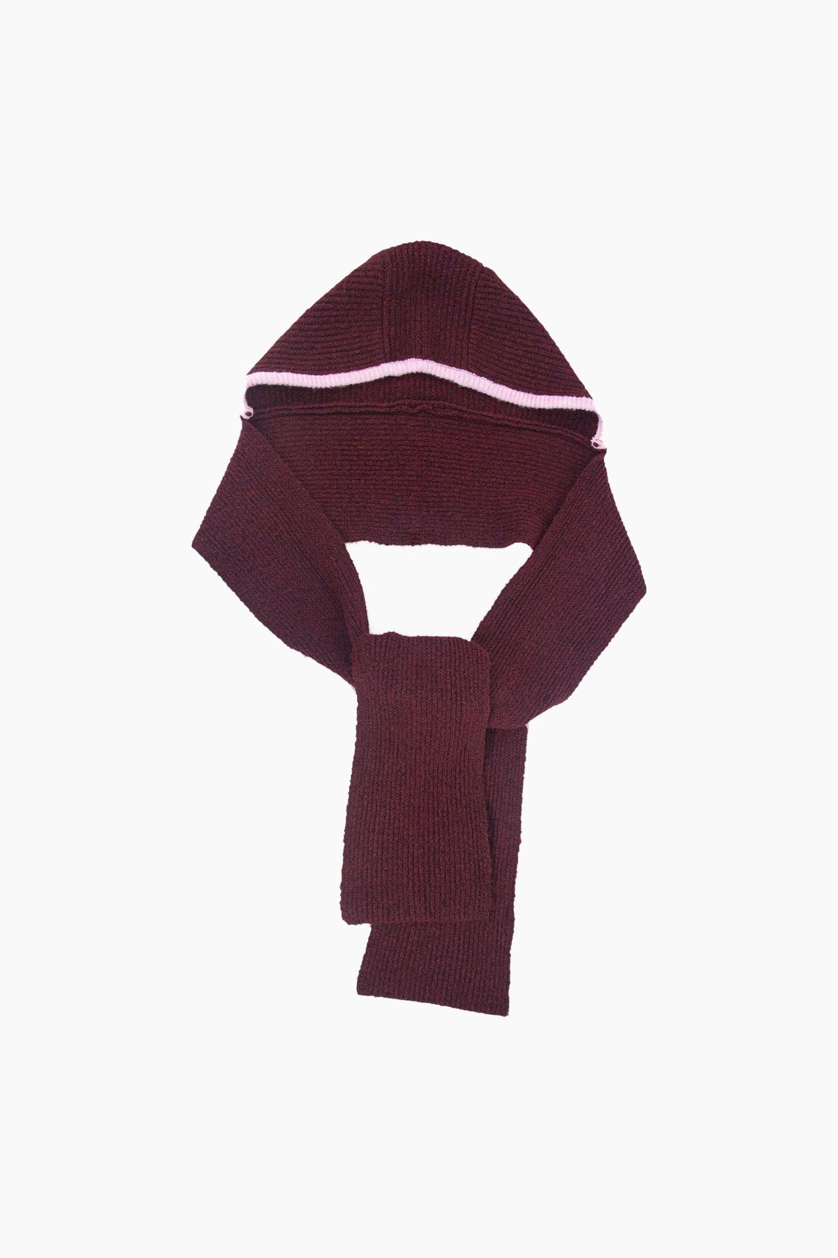 Contrast-Trim-Hooded-Scarf-in-Berry/Pink