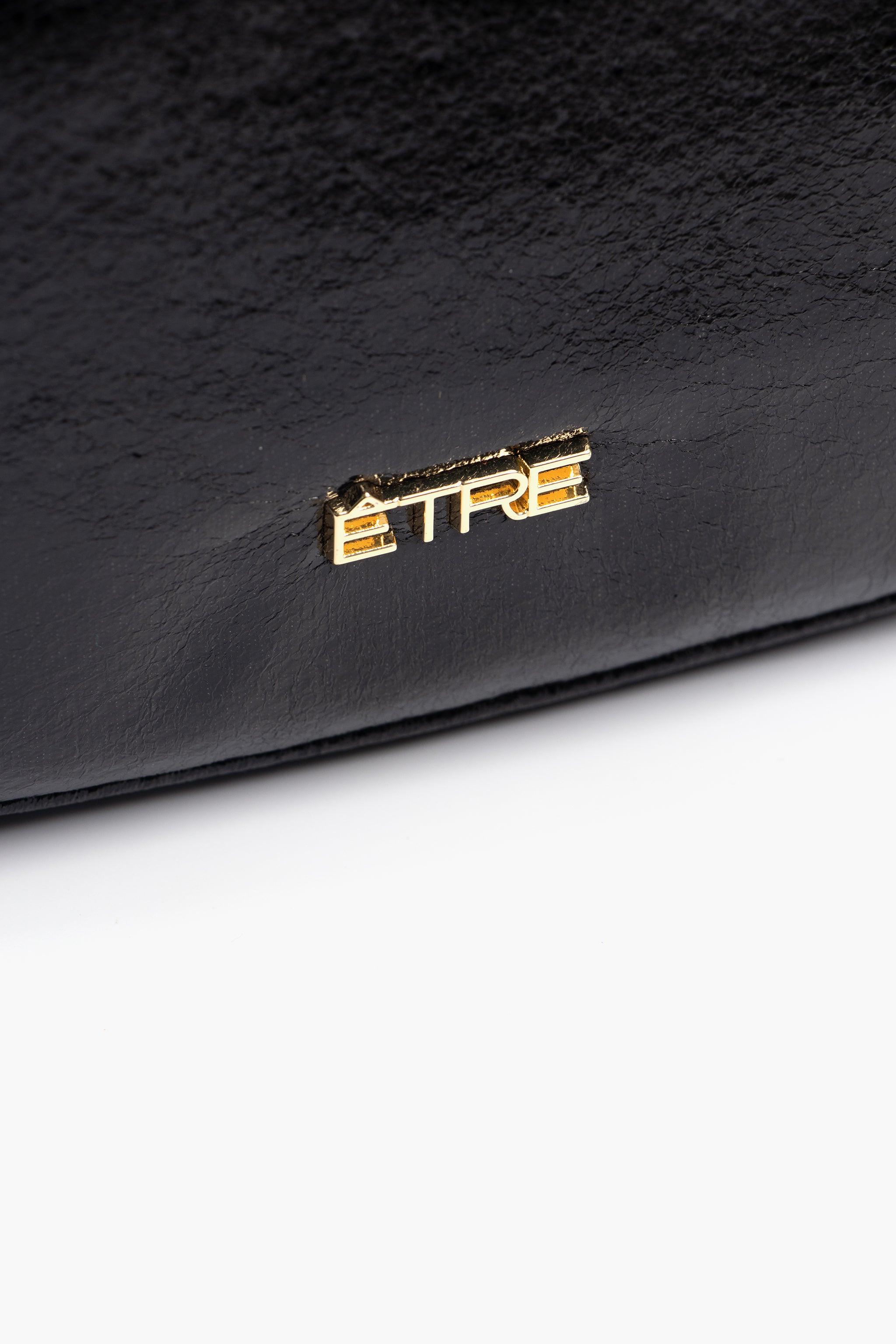 Bellamy Half Moon Crossbody Bag - Metallic Black, Cracked Faux Leather