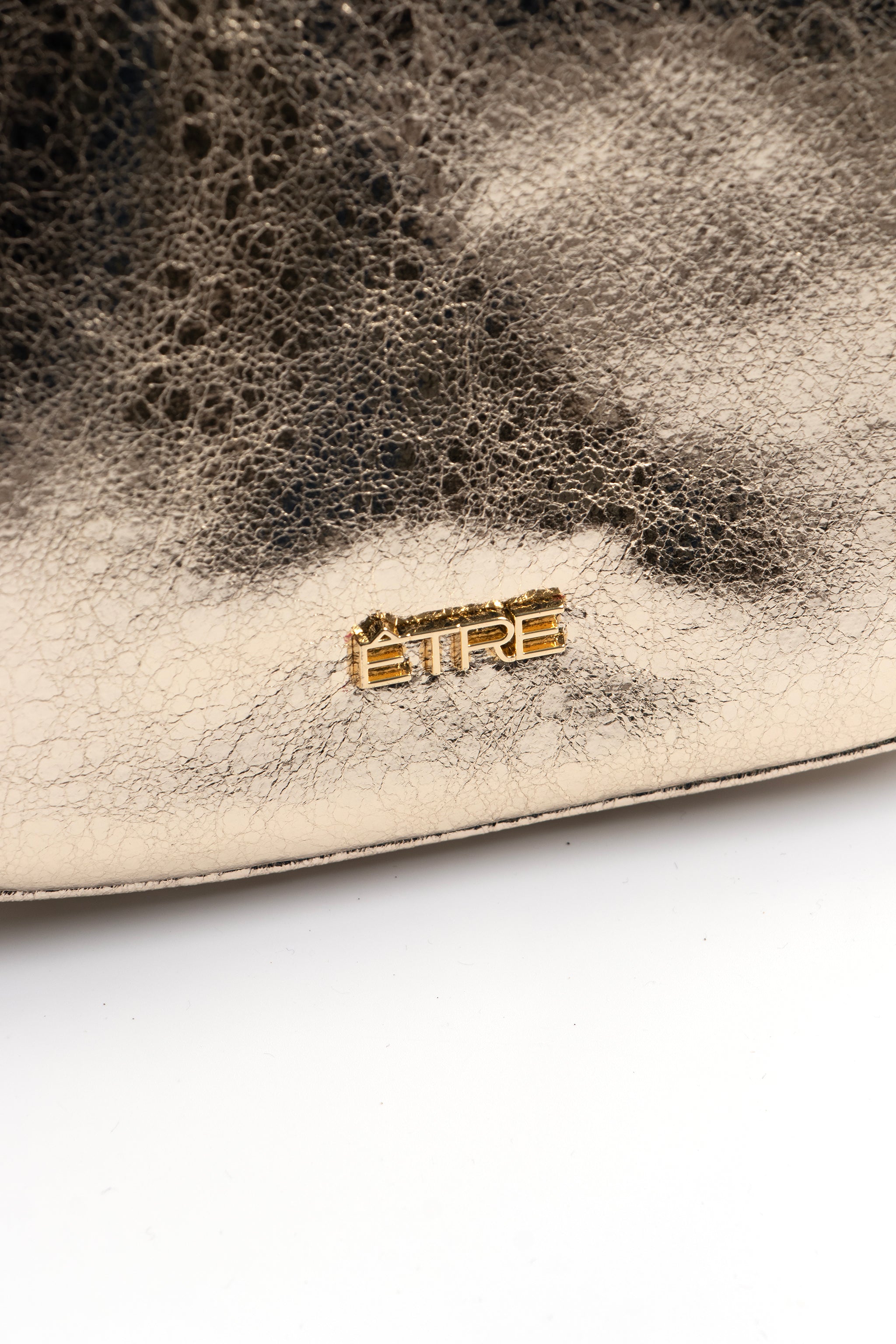 Bellamy Half Moon Crossbody Bag - Metallic Gold, Cracked Faux Leather