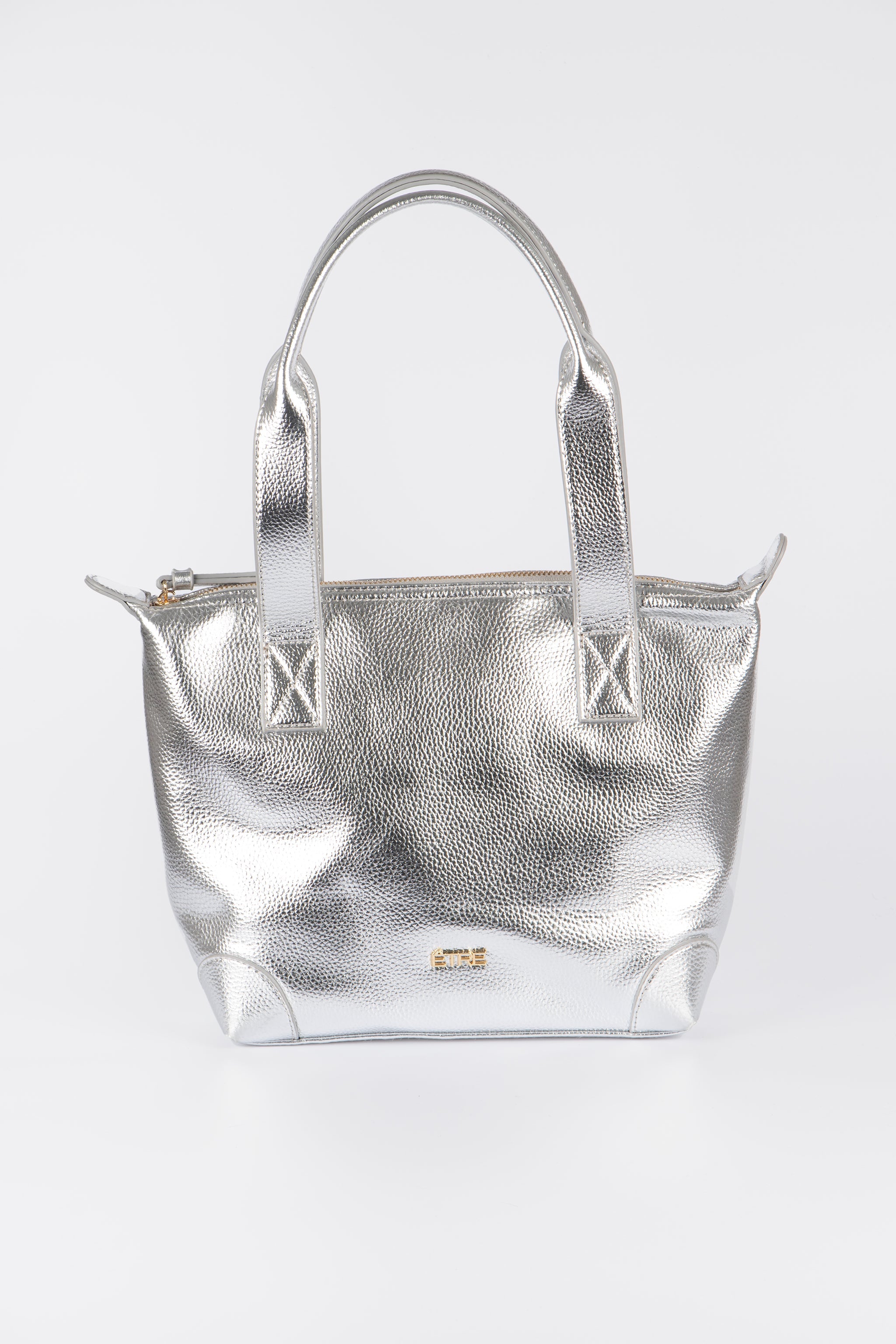 Gigi Medium Tote Bag - Silver, Metallic Faux Leather