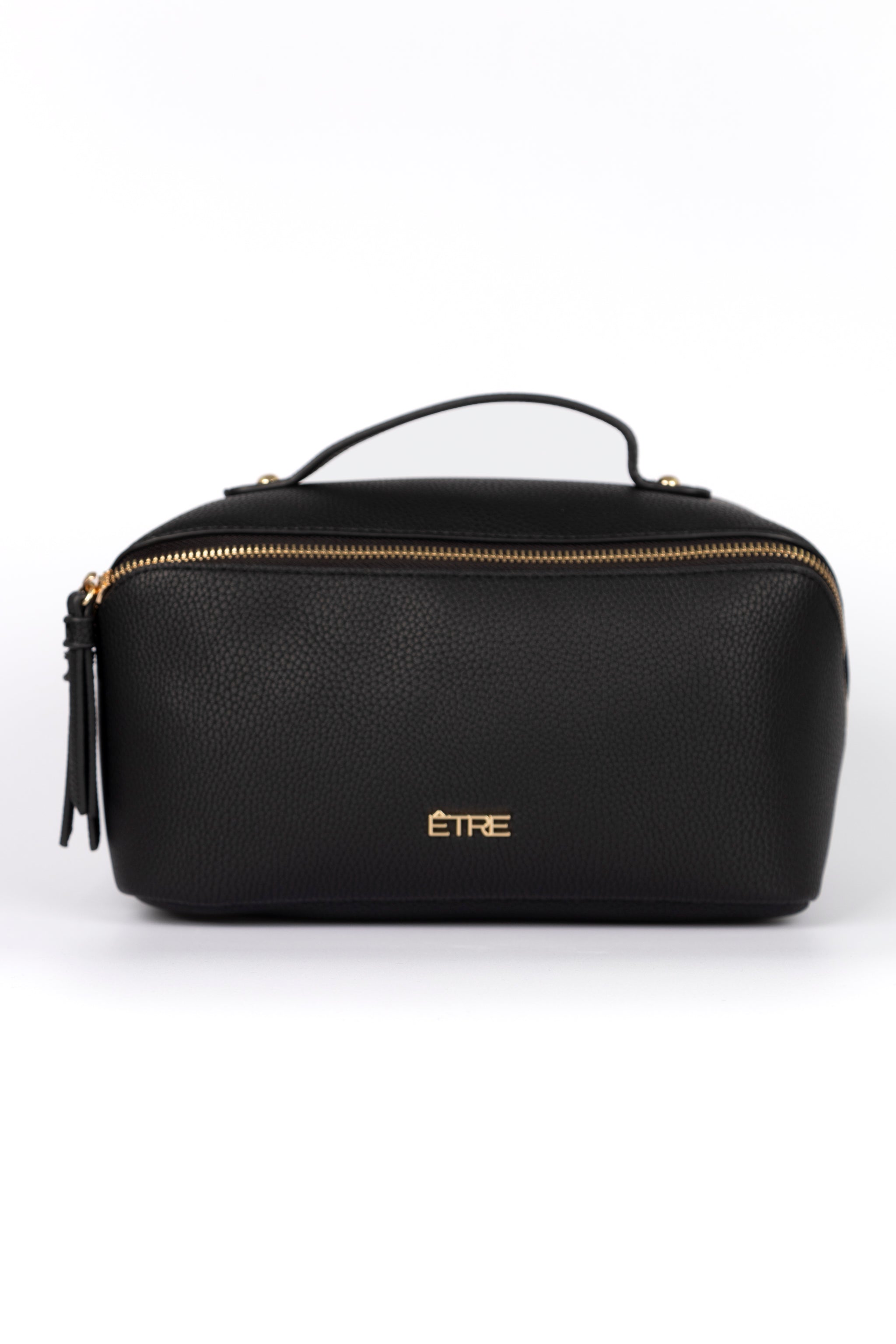 Mila Vanity Case - Black, Pebbled Faux Leather