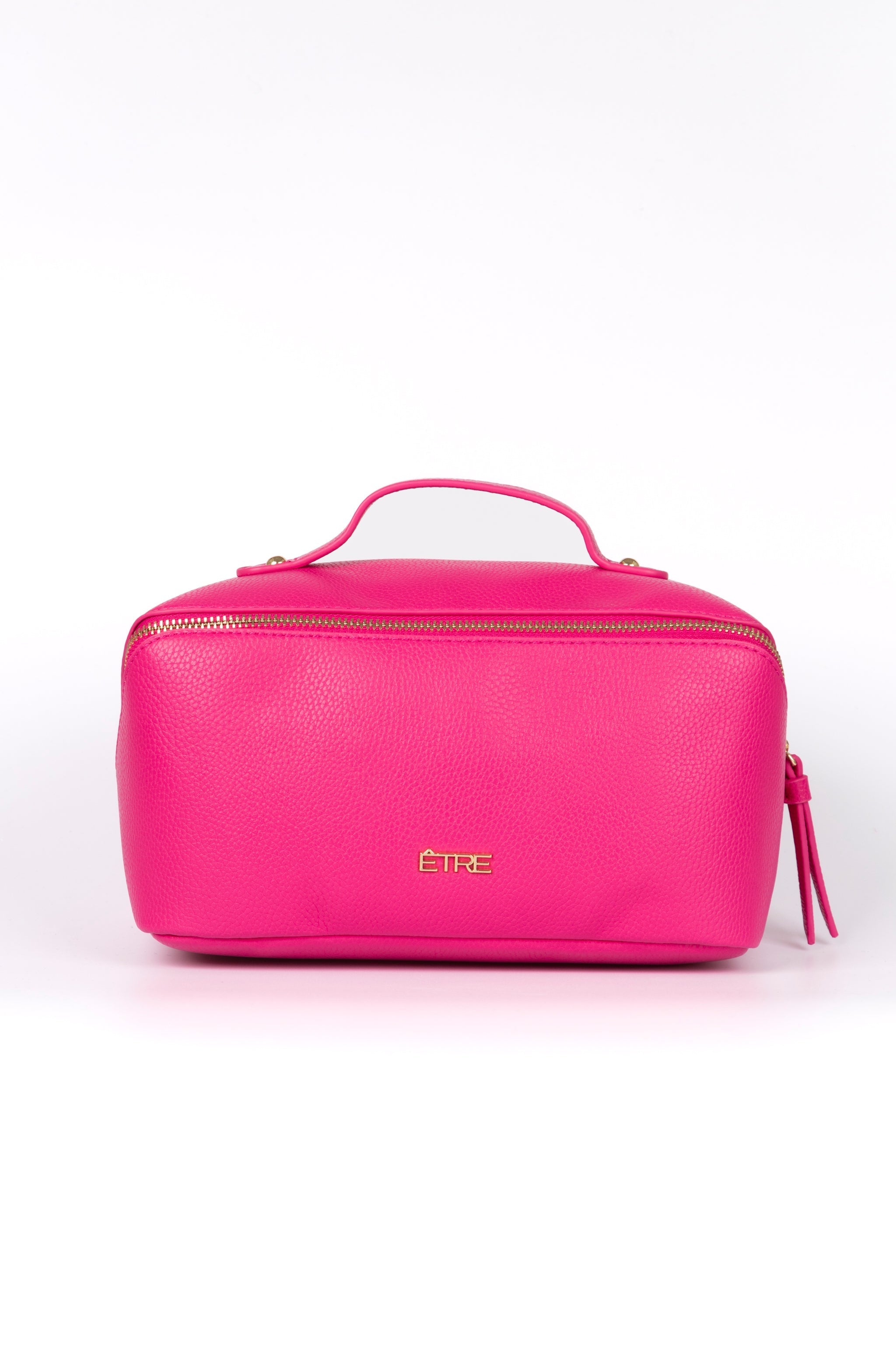 Mila Vanity Case - Fuchsia, Pebbled Faux Leather