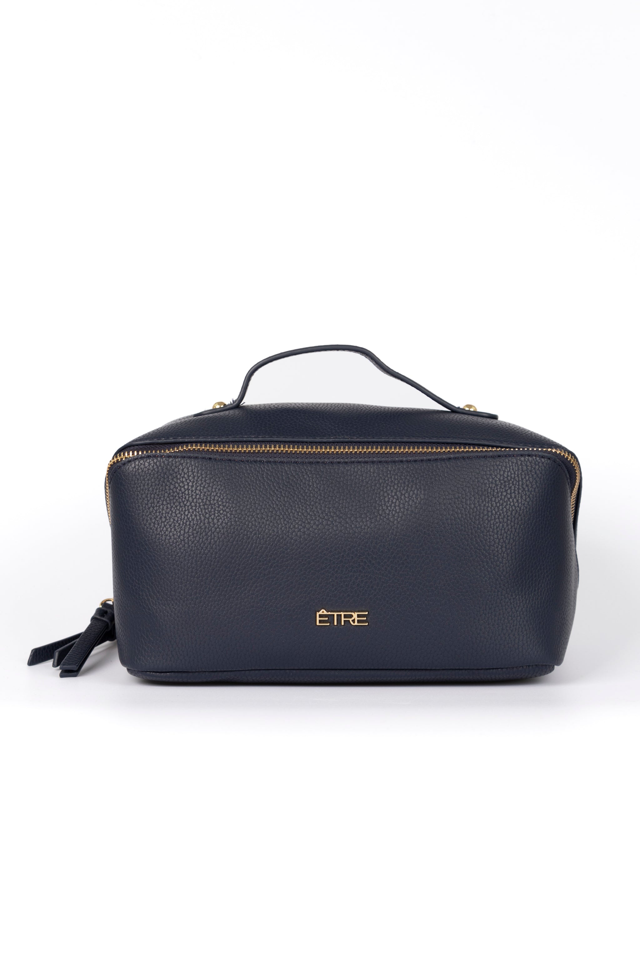 Mila Vanity Case - Navy Blue, Pebbled Faux Leather