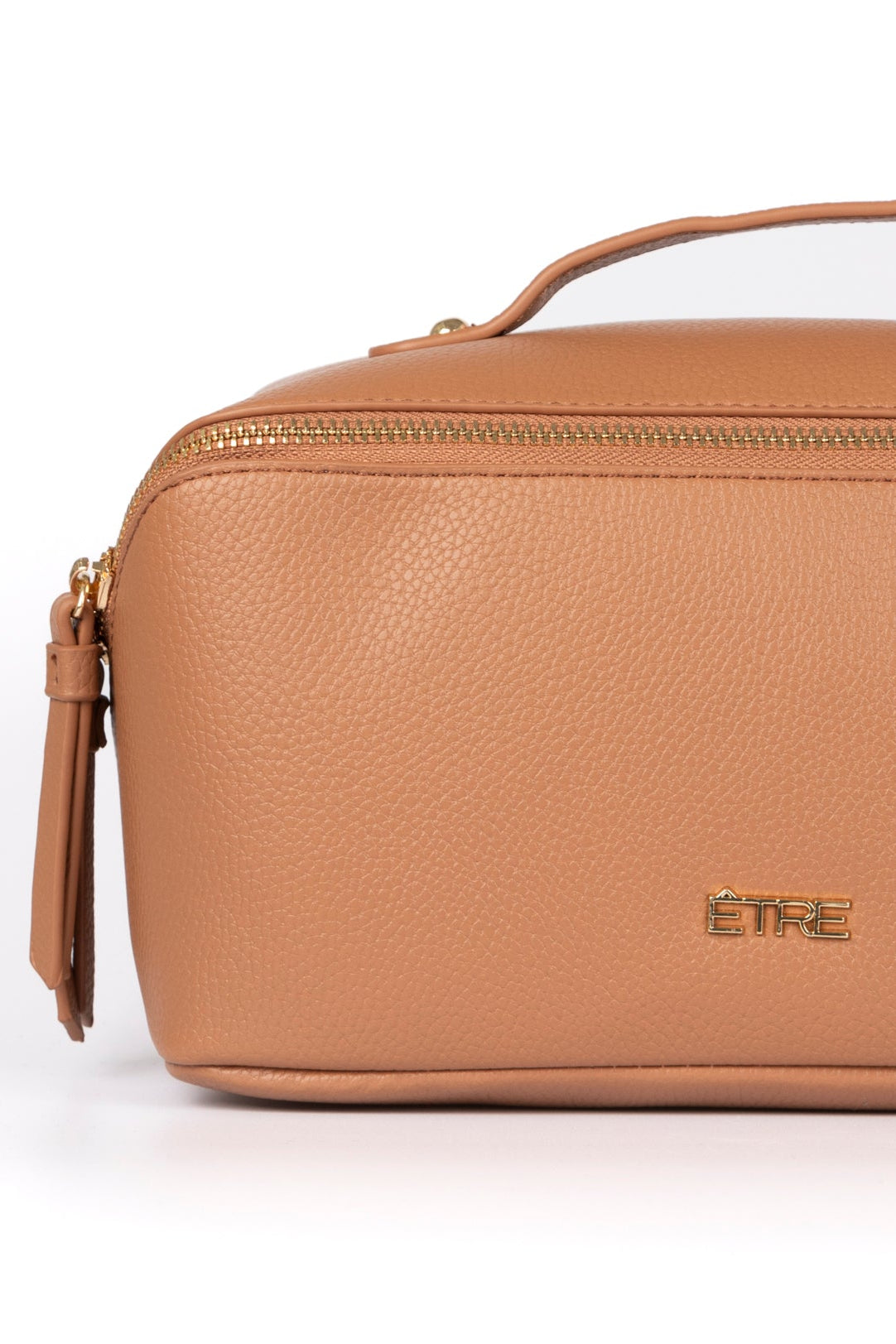 Mila Vanity Case - Tan, Pebbled Faux Leather