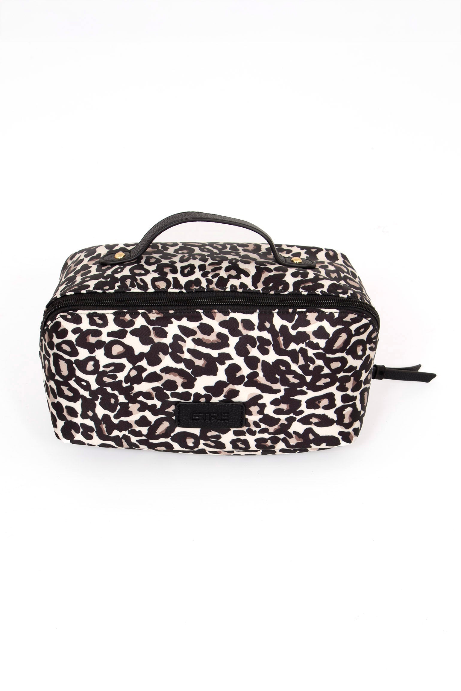 thea-vanity-case-cream-leopard-print-nylon-pu-front-view