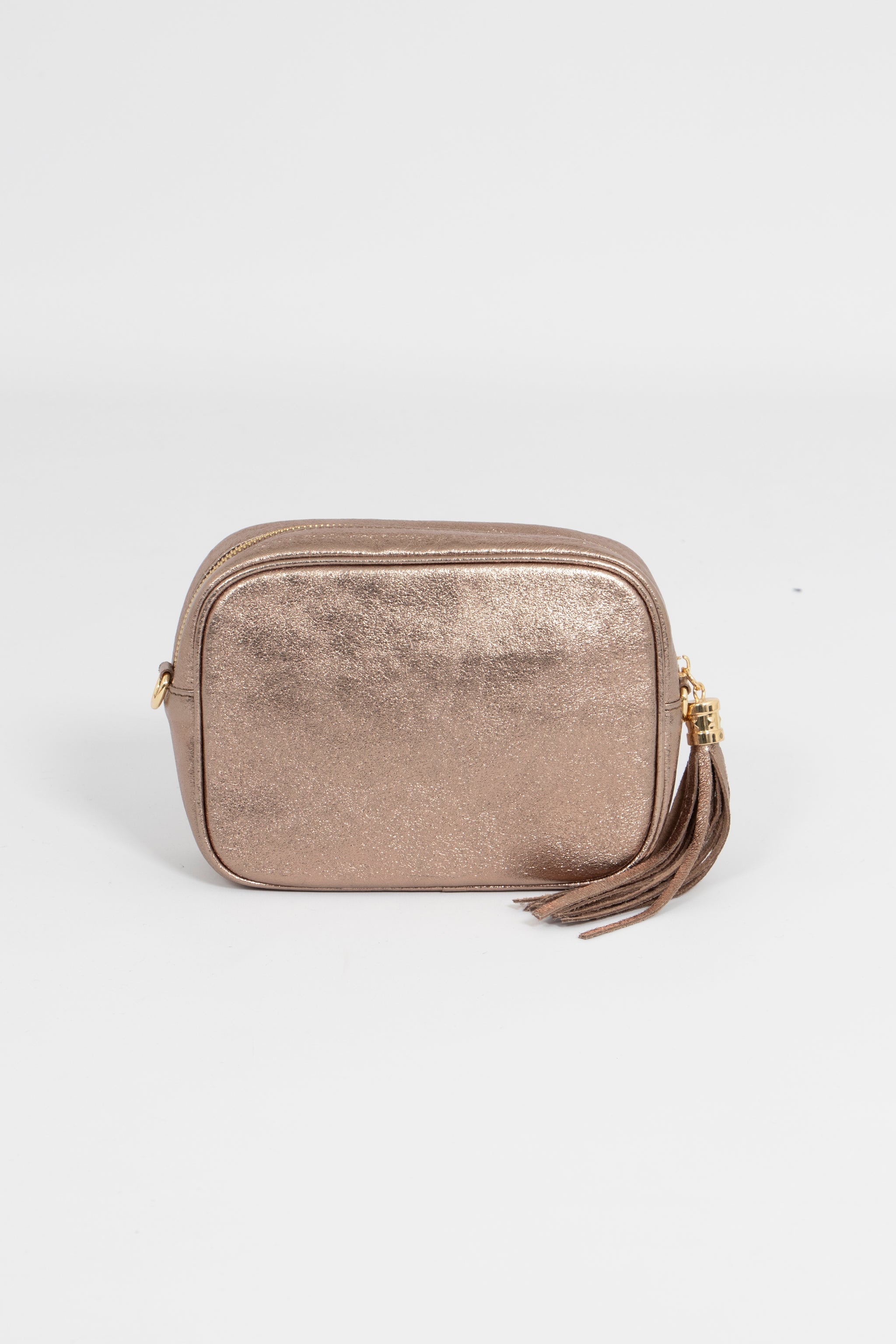 Beau - Italian Leather Crossbody Bag - Champagne, Metallic